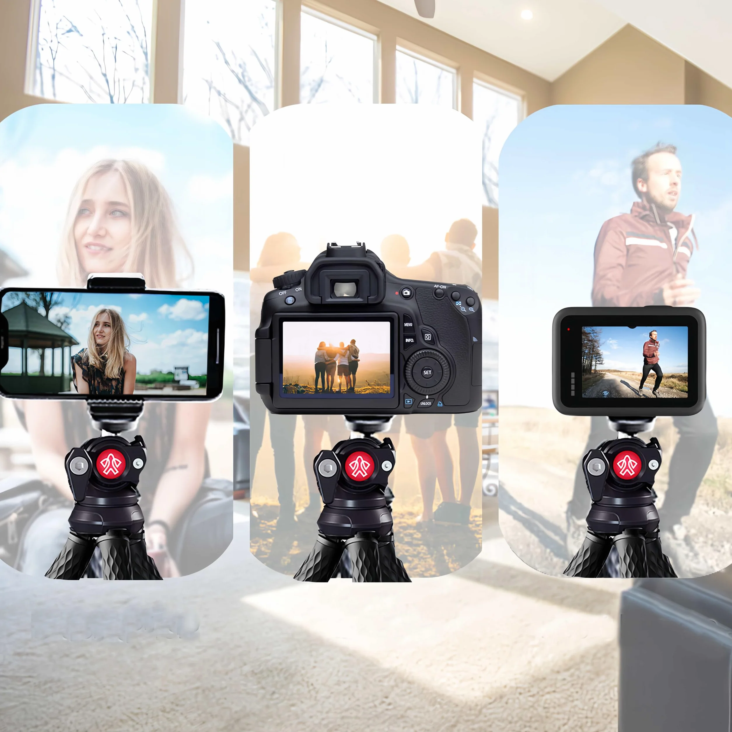 Mini elastyczny statyw do telefonu z obrotem 360° i śrubą 1/4" do iPhone'a