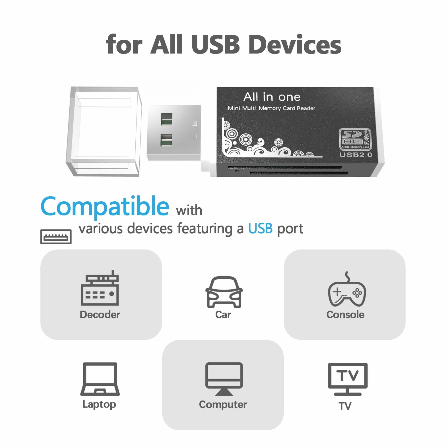Czytnik kart USB SD do komputera, adapter micro SD na USB, czytnik kart MS Duo/Micro MS do czytnika kart pamięci aparatu, czytnik kart pamięci Wansurs 5 w 1 do laptopa (czarny)