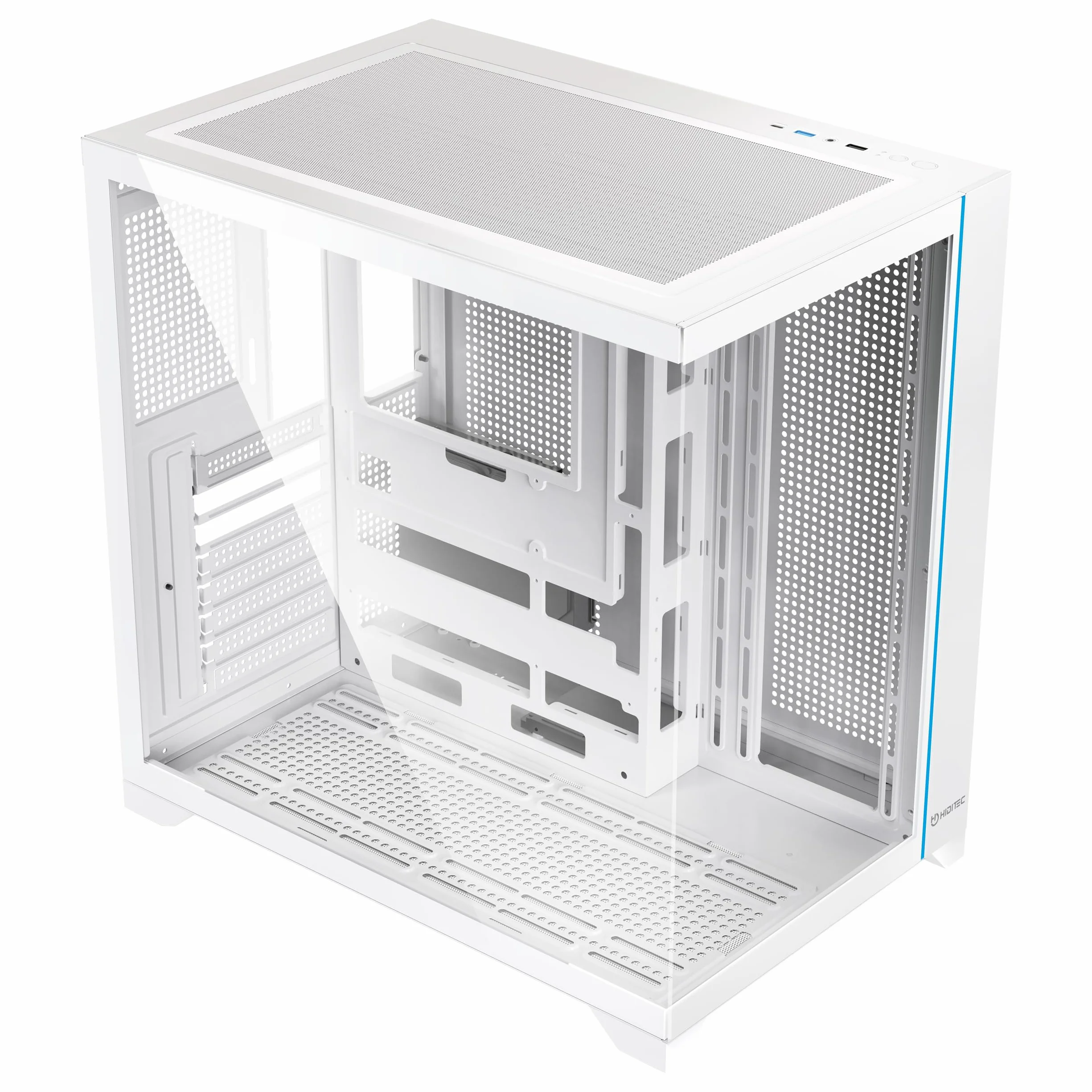 Hiditec Obudowa komputera ATX PC Gaming H3, złącze USB Type-C,1x12cm wentylator ARGB, kontroler ARGB, kompatybilny BTF, ATX i micro ATX, podwozie z systemem podwójnej kamery, do 10 wentylatorów 120 mm