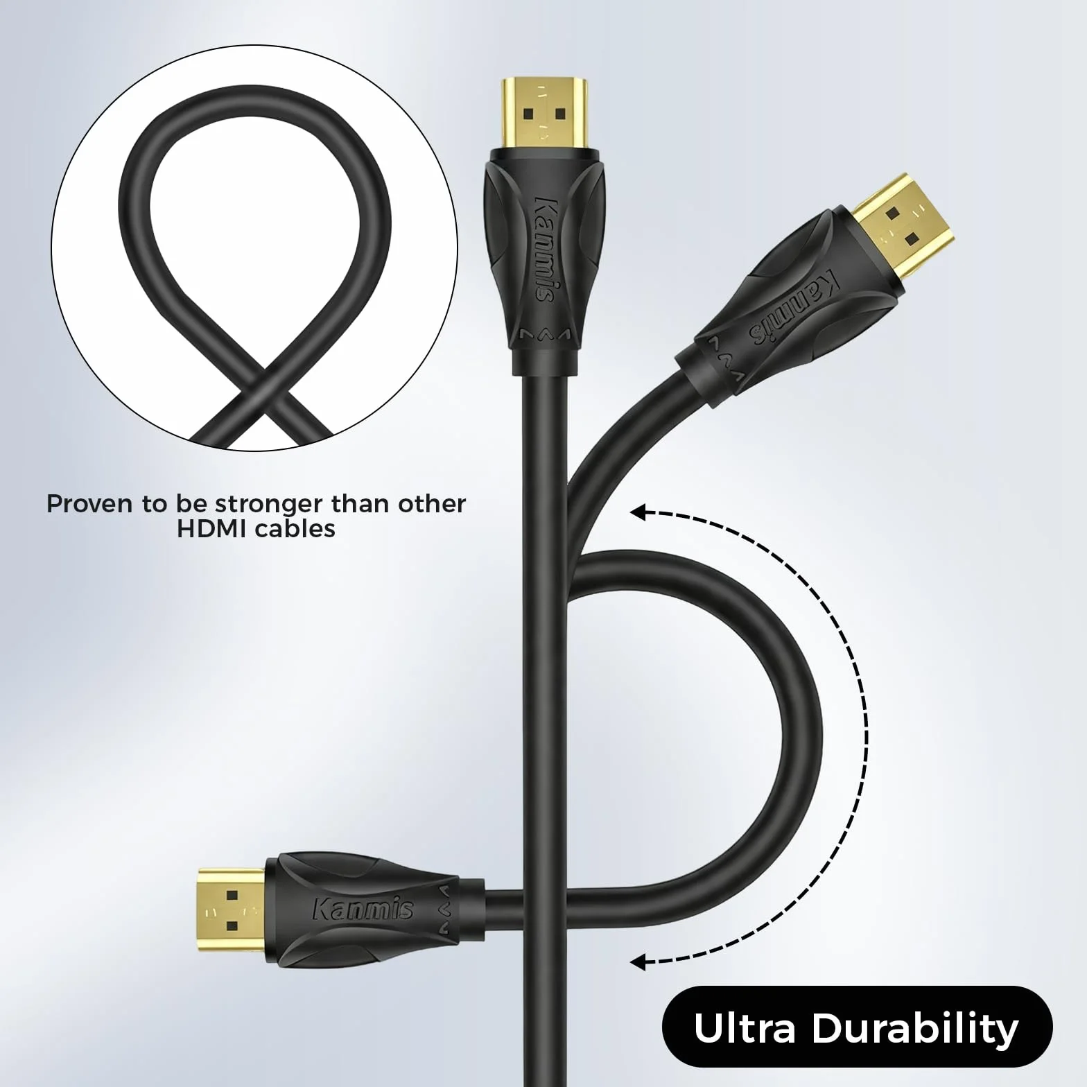 Kabel HDMI 4K 15,2 m, kable HDMI o wysokiej prędkości (HDMI2.0, 18 Gb/s, 1080P) - kabel Ethernet Audio Return Video 4K HDMI, ultra szybkie pozłacane złącza, kompatybilny z Playstation Arc PS3 PS4 PC