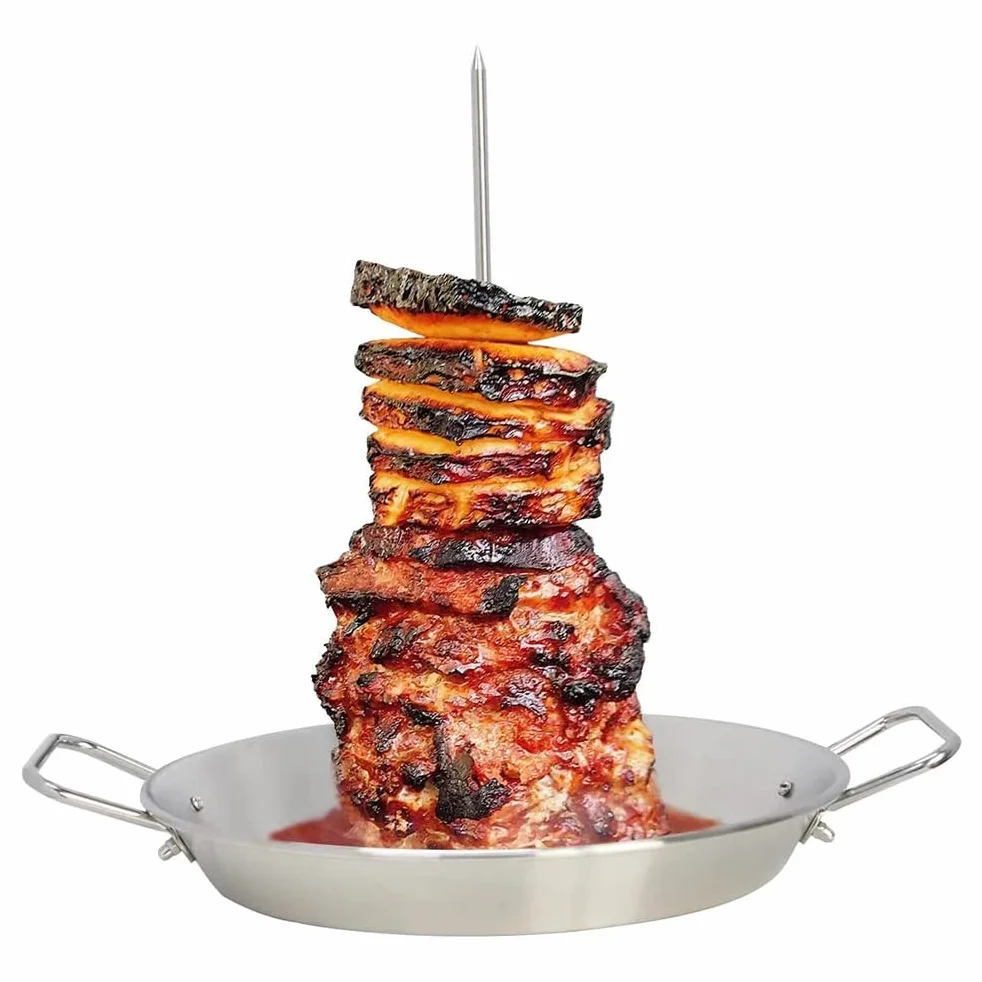 LIANGMEI Pionowy szpikulec ze stali nierdzewnej do grilla, grill, pionowy szpikulec grillowy Spit Grill Pionowy rożen Stand Up Grill Stalowy szpikulec z 3 wyjmowanymi kolcami (8,10,12 cala)