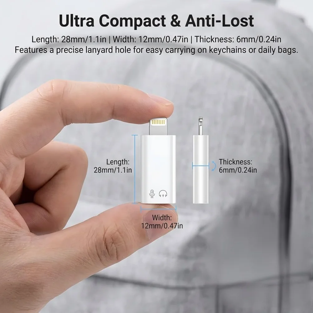 Adapter USB C na Lightning, adapter USB C do wtyczki Lightning do szybkiego ładowania PD i transmisji danych 480 Mbps, wytrzymała aluminiowa obudowa, idealna do samochodu i podróży, bez audio/OTG