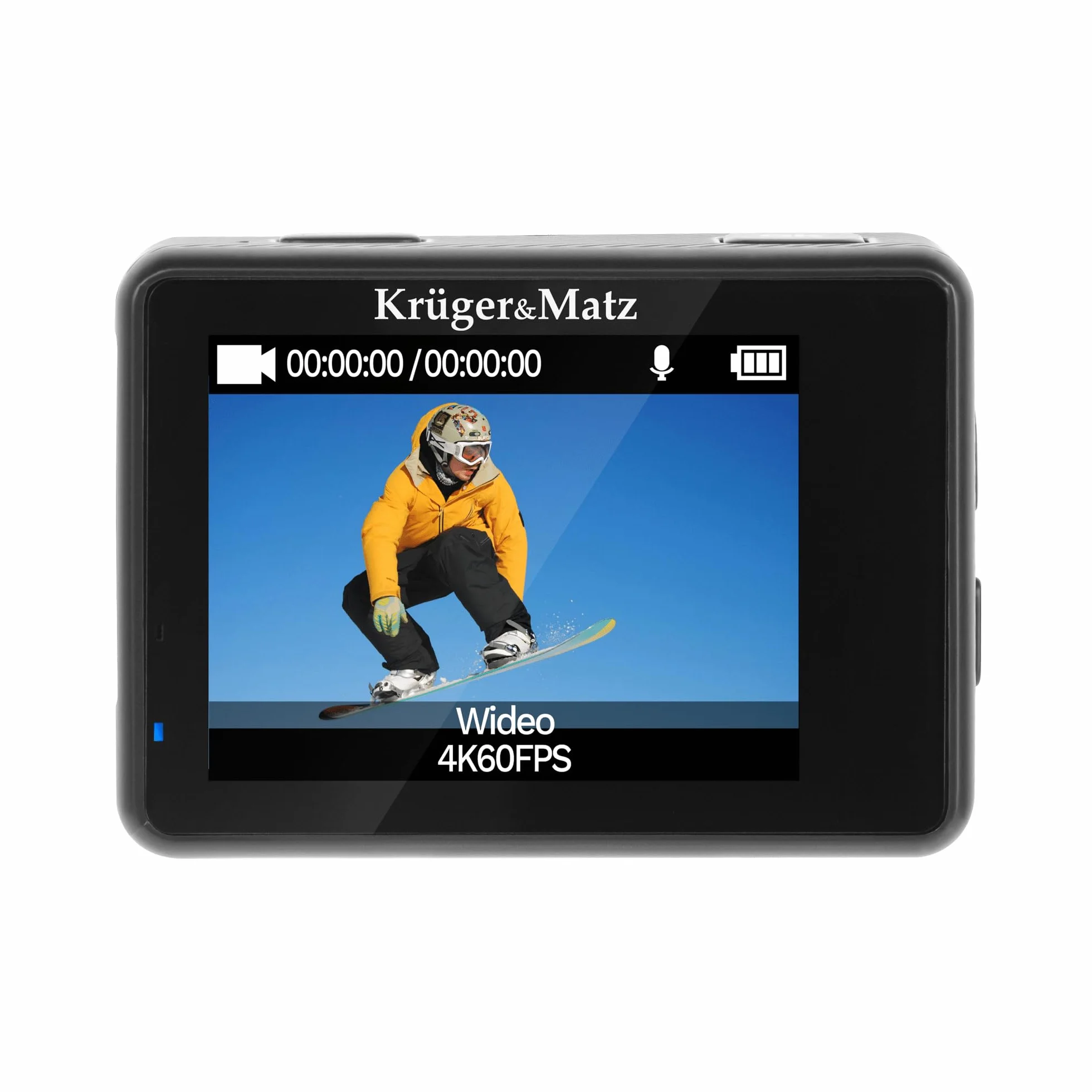 Krüger&Matz Kamera Sportowa 4K 60 FPS Vision P400 4 GB RAM Wyświetlacz 2” 320 x 240 px Wi-Fi Mikrofon Wodoszczelna Obudowa Slow Motion Nagrywanie Poklatkowe KM0292