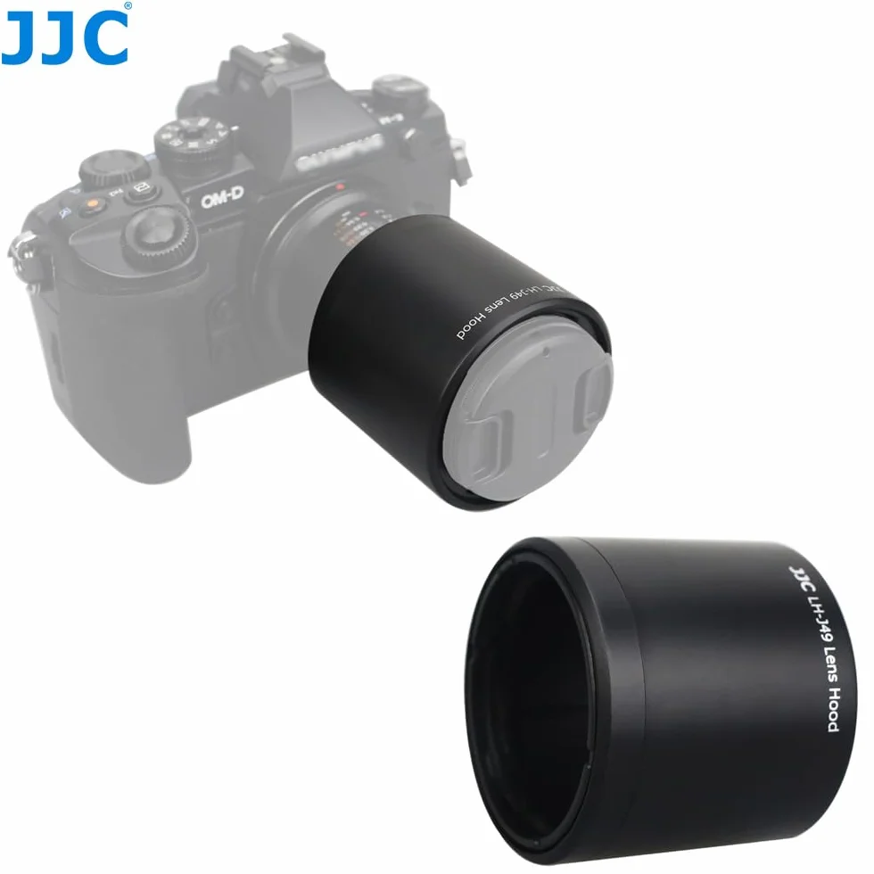 JJC Osłona obiektywu do Olympus M.ZUIKO DIGITAL ED 60mm f/2.8 Macro zastępuje LH49 | Bagnetowy odwracalny kaptur, pasuje do filtra o średnicy 46 mm, matowe wykończenie nieoślepiające