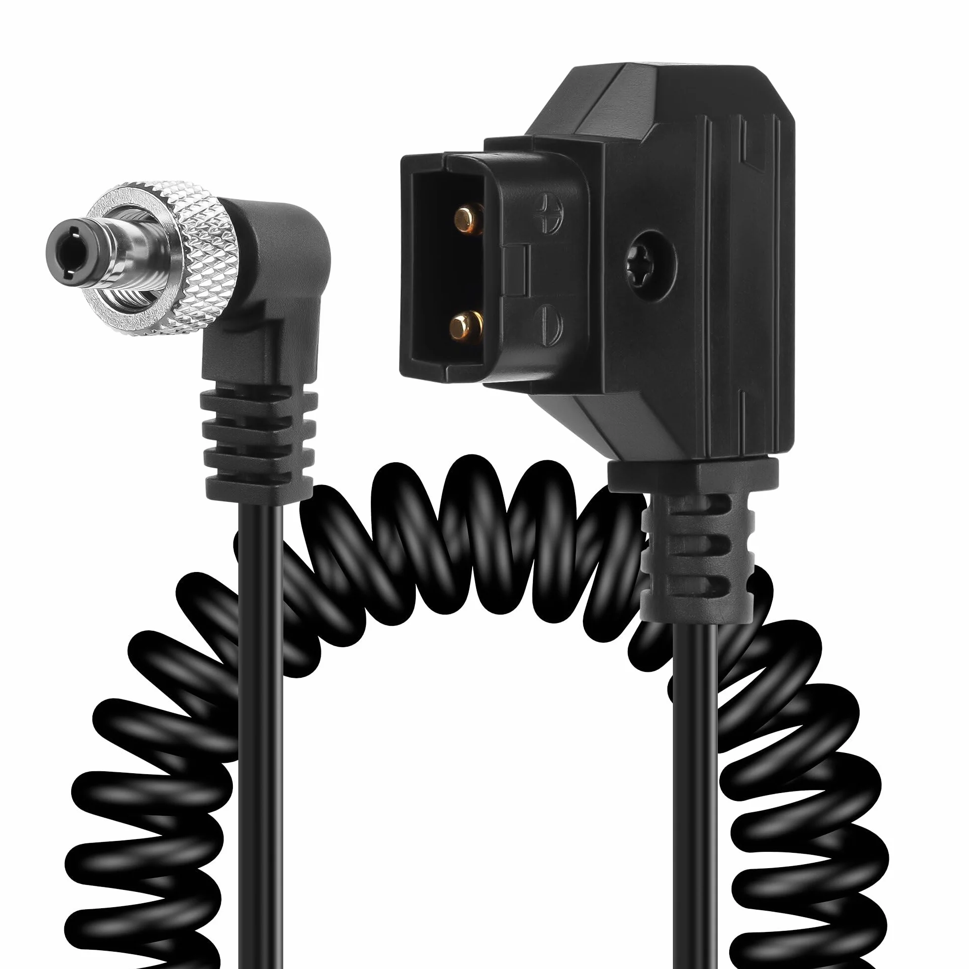 CERRXIAN D-Tap na blokowanym, prostokątnym kablu spiralnym DC 12 V, zamiennik D-tap na 12 V DC5525 kabel jack do Anton Bauer, Kipro LCD, Black Magic itd.