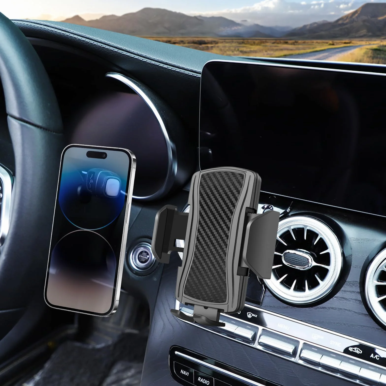 Samochodowy uchwyt na telefon pasuje do Mercedes Benz 2015-2021 klasy C i 2016-2022 GLC uchwyt na telefon, nawigacja, do telefonu komórkowego, akcesoria samochodowe, uchwyt zapobiegający wstrząsom