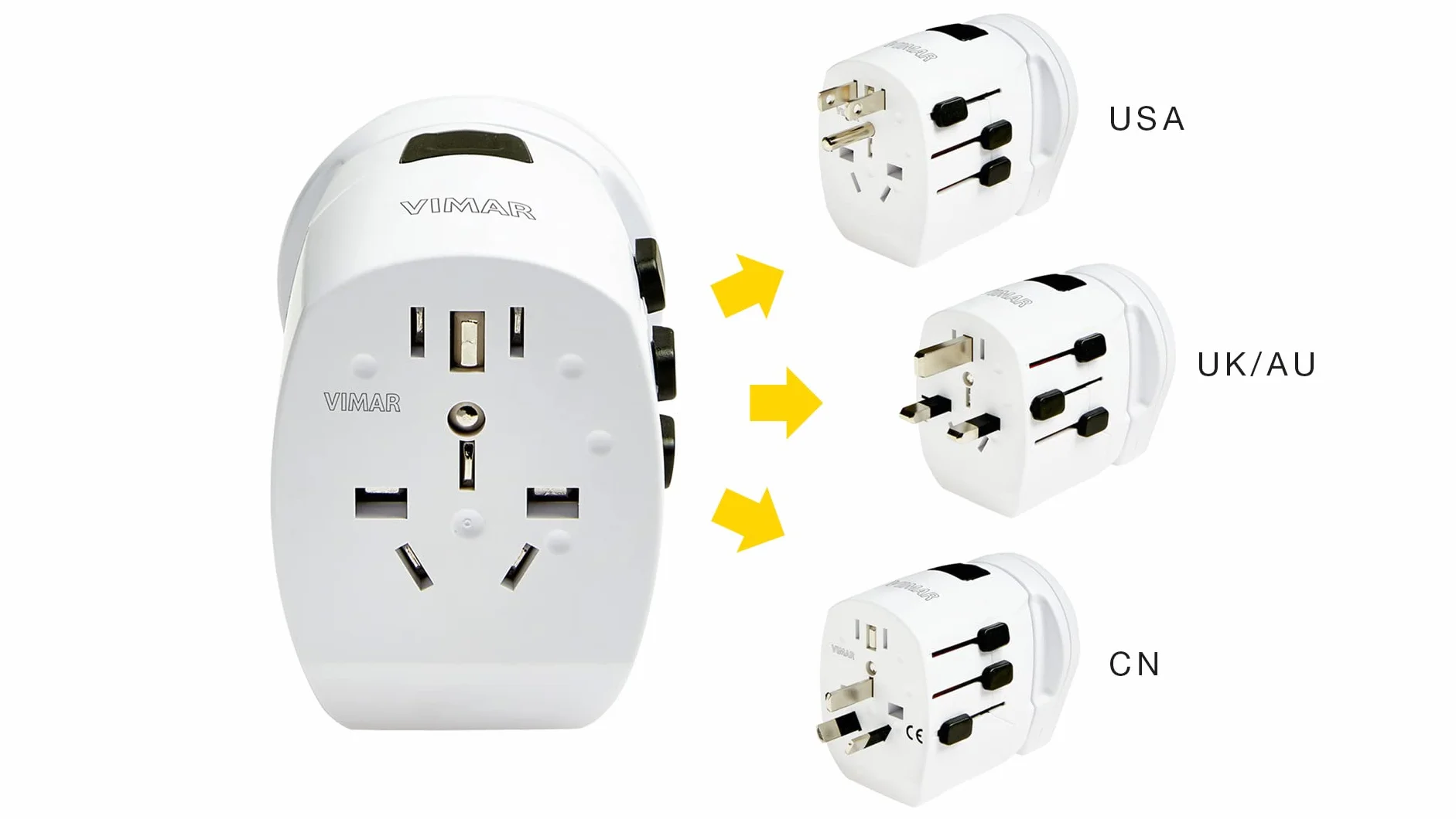Vimar 0A32303B Uniwersalny adapter podróżny + USB biały