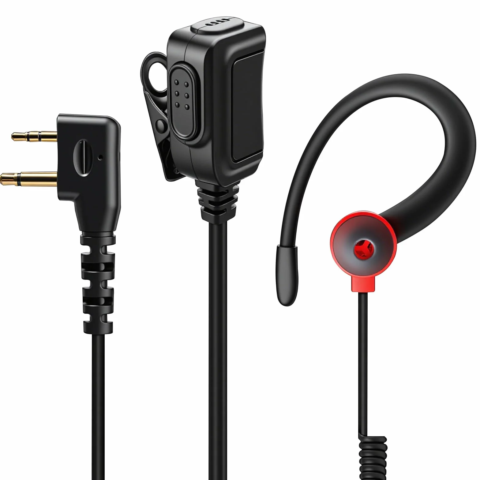 HYS Zestaw słuchawkowy | zestaw słuchawkowy PTT w kształcie G | 2-biegunowy do radiotelefonów | kompatybilny z Midland G7 pro G8 G9 Pro M24 Plus M48 M99 G6 XT G7 XTR Alan HP450