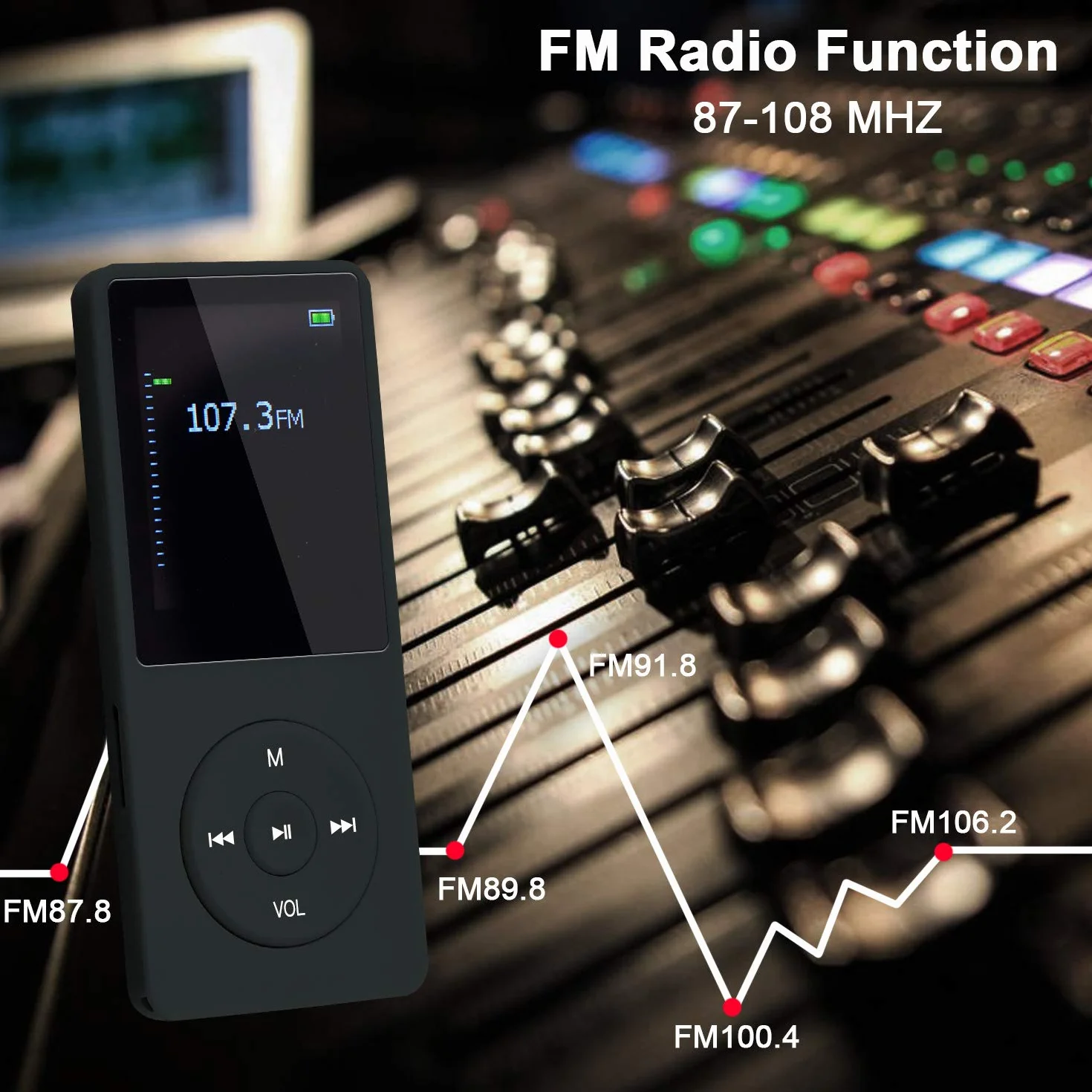 Przenośny odtwarzacz MP3 Hi-Fi 8GB obsługa SD do 64GB 70h odtwarzania bezstratny dźwięk czarny