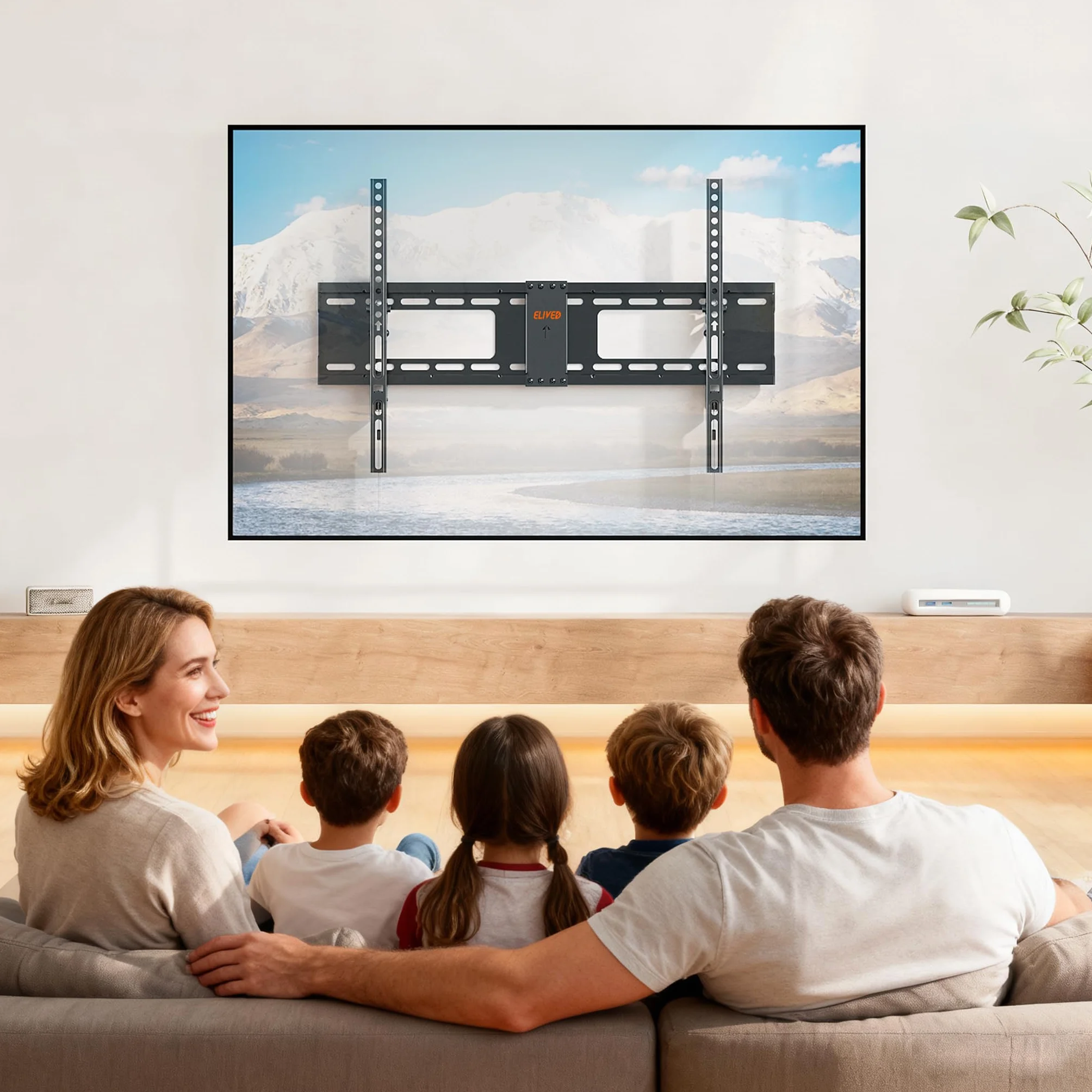 ELIVED Uchwyt ścienny do telewizora, pochylany uchwyt ścienny do większości 37"-82" płaskich i zakrzywionych LED, LCD, OLED, telewizorów plazmowych do 60 kg, z maks. VESA 600 x 400 mm, pochylany