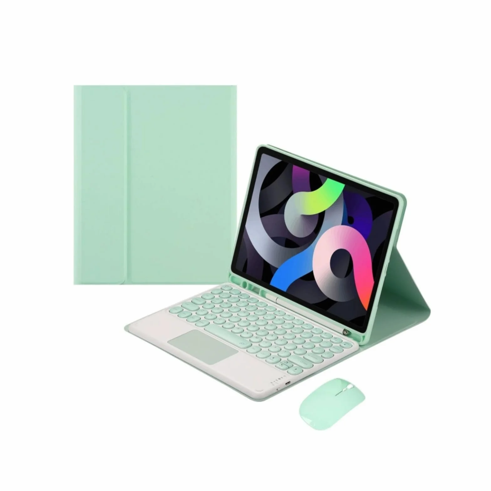 Etui z klawiaturą i touchpadem do Samsung Galaxy Tab A11 Plus/A11+ 11 cali 2025, odłączana klawiatura Bluetooth i mysz bezprzewodowa, z uchwytem na rysik