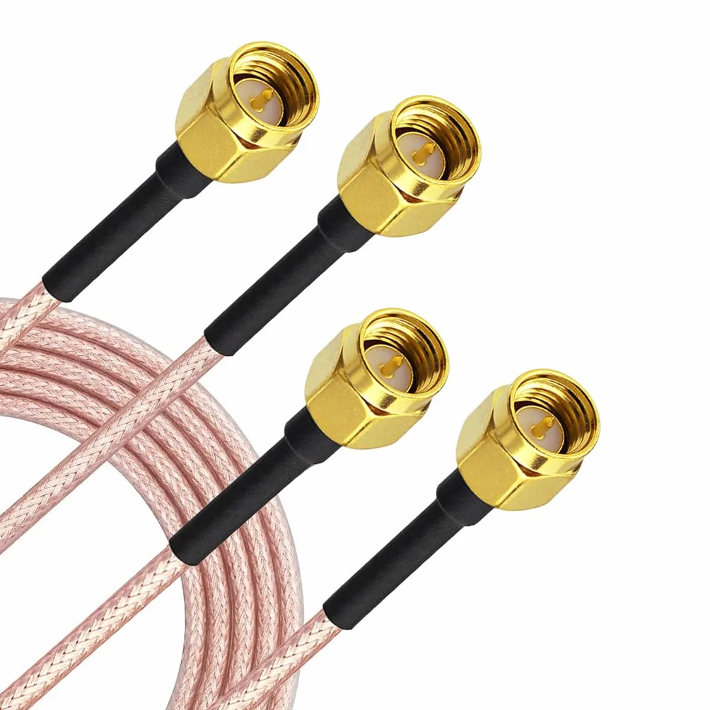 Superbat Kabel SMA 1 m 2 sztuki – przedłużacz anteny Wi-Fi, 50 omów, podwójne ekranowanie, kabel antenowy, wtyczka SMA na wtyczkę do routera 4G LTE WiFi, bramka, telefon komórkowy, SDR, odbiornik