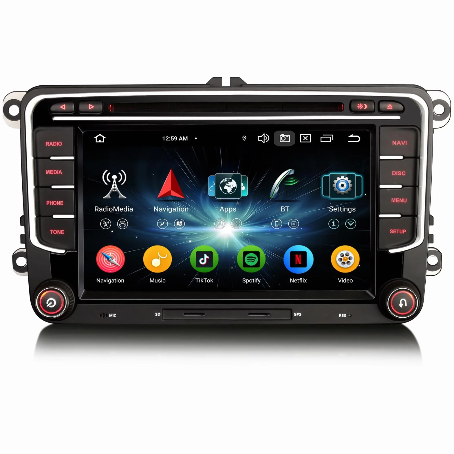 Erisin Android 16 4 GB + 64 GB 8-rdzeniowe radio samochodowe CD, Bluetooth, GPS, nawigacja do VW T6 Polo 6R Crafter Amarok, Caddy, ŠKODA Yeti, Transporter, 7 cali, ekran dotykowy IPS, obsługuje
