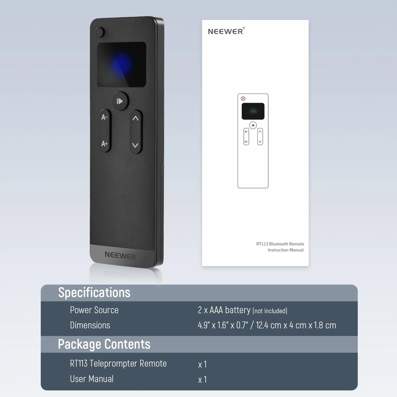 Neewer RT113 zdalna aplikacja teleprompter, ulepszona o bezpośrednie połączenie Bluetooth i cichy przycisk, kompatybilna ze smartfonami i tabletami z systemem iOS Android do X17 II/X16/X12/X14 itp