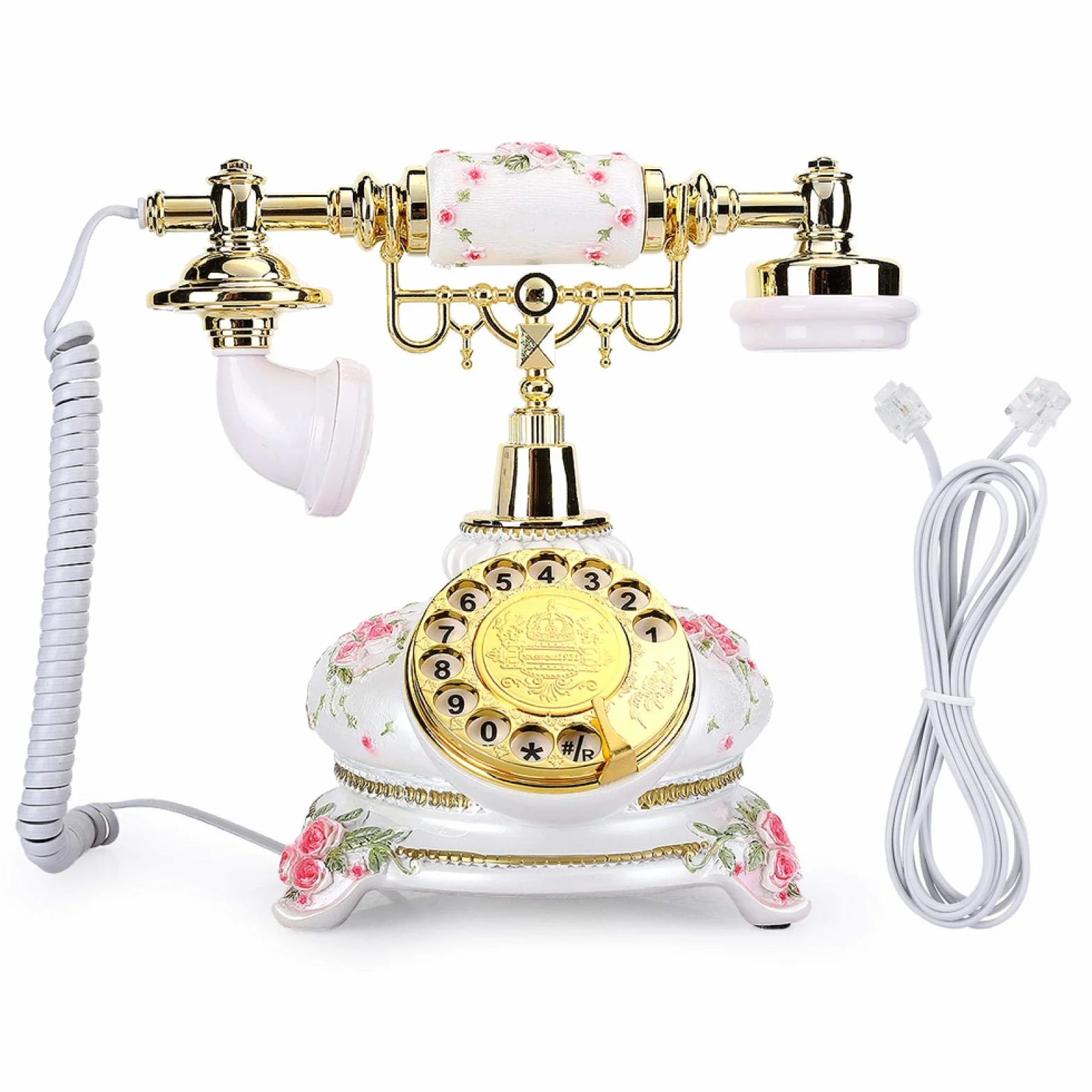 Socobeta Retro telefon obracający się szyba antyczna telefon w stylu dworkowym vintage telefon stacjonarny do domu biura hotelu