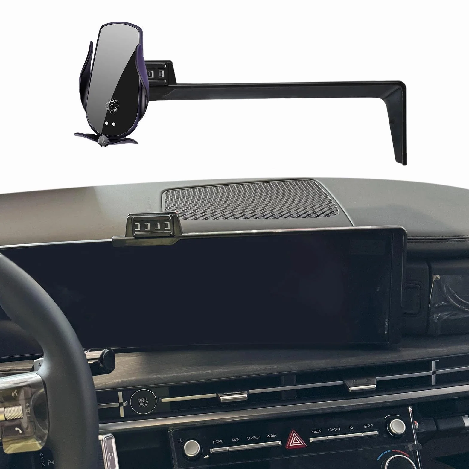 Uchwyt Samochodowy na Telefon dla Hyundai Santa Fe 2024-2025, uchwyt na telefon komórkowy dla samochodu, ekran, stała podstawa, stojak na nawigację GPS (podstawa i uchwyt 1)