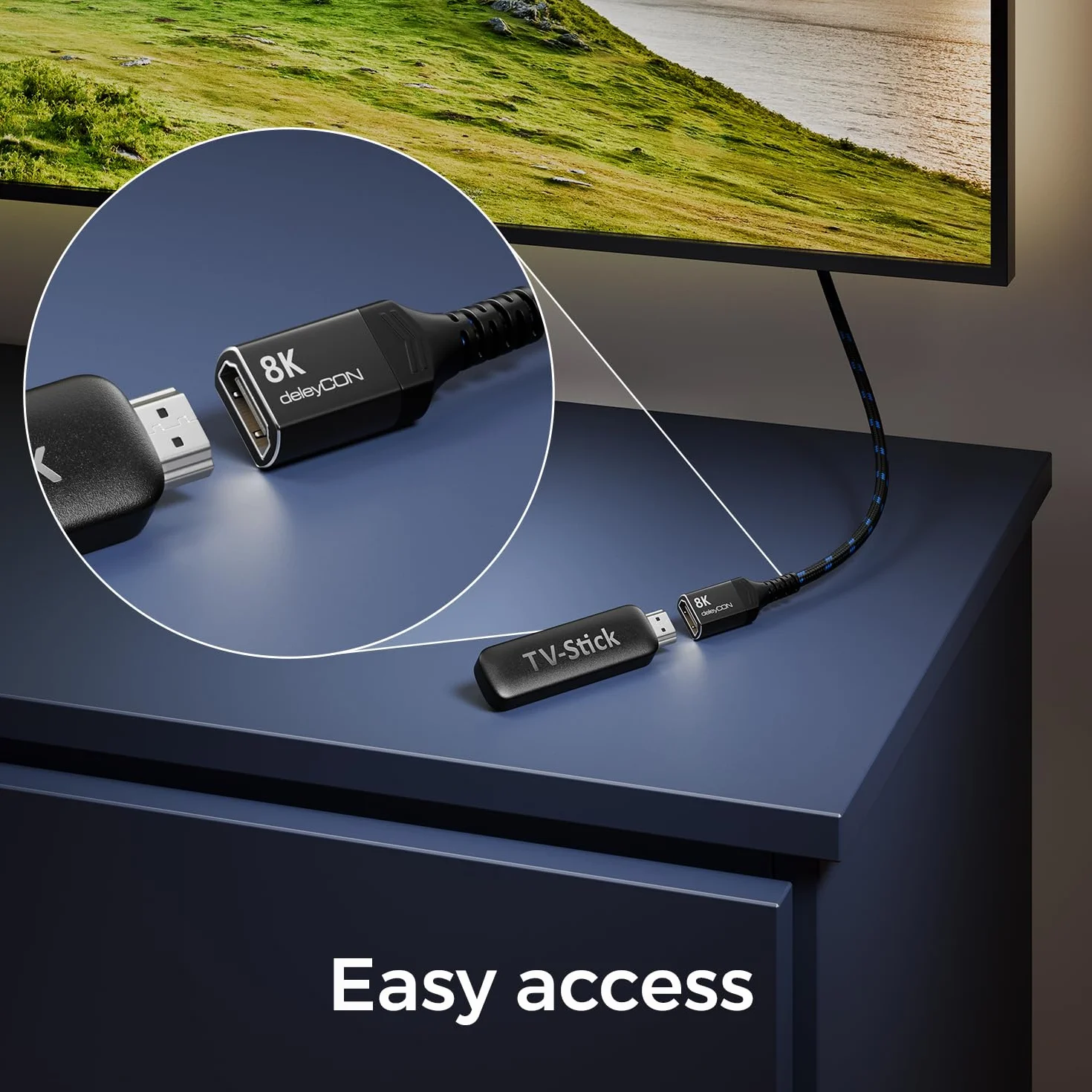 deleyCON 5m 8K HDMI 2.1 Przedłużacz 48Gbps Kabel Przedłużający eARC HDR10+