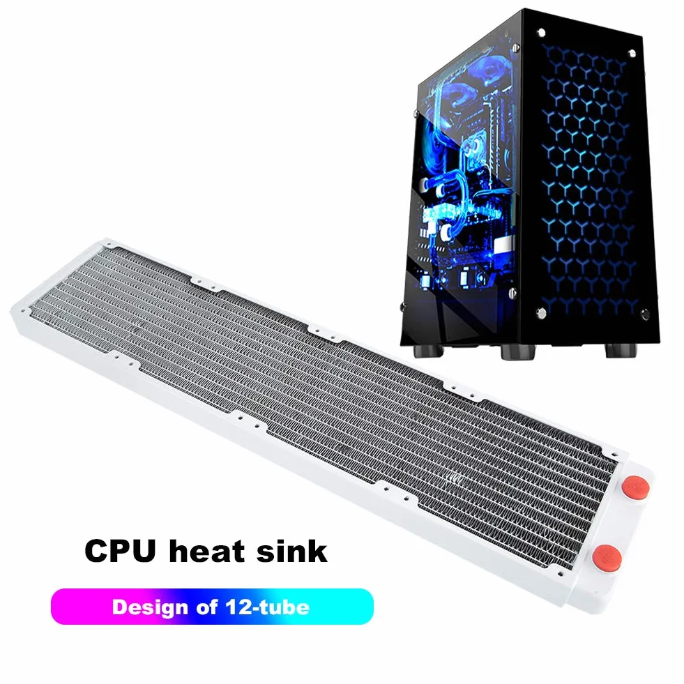 Chłodnica Wodna, Chłodnica Wodna, Części Komputerowe, Części z Gwintem G1/4, 12-rurowy Radiator z Białej Miedzi, do Komputera
