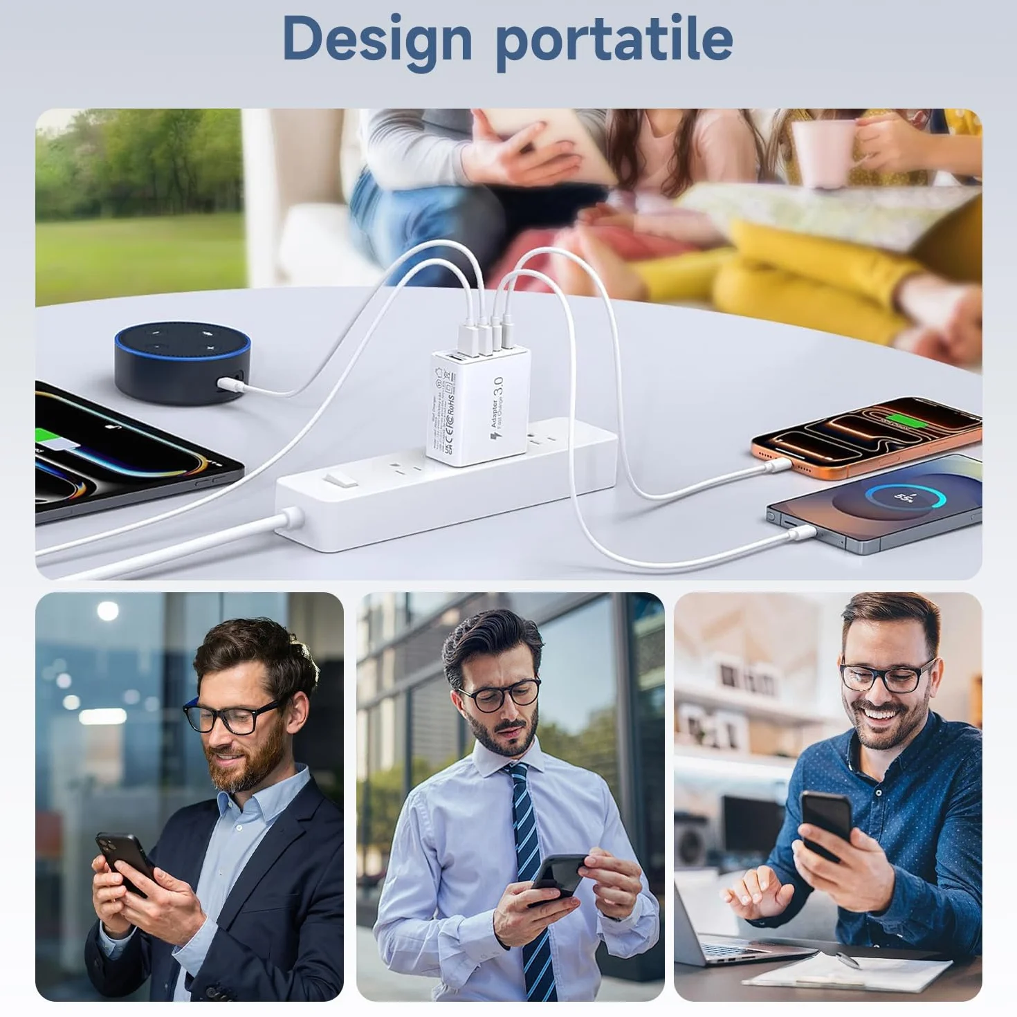 Ładowarka USB-C 50 W 5-portowa szybka ładowarka wieloportowa do iPhone Samsung Galaxy