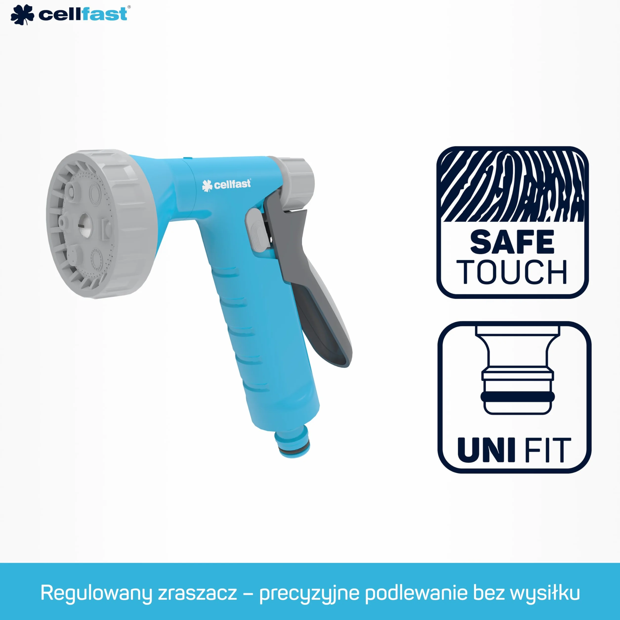 CELLFAST Zraszacz Pistoletowy Zraszacz Ogrodowy Do Trawnika Kwiatów Roślin System Safetouch Rain Ideal