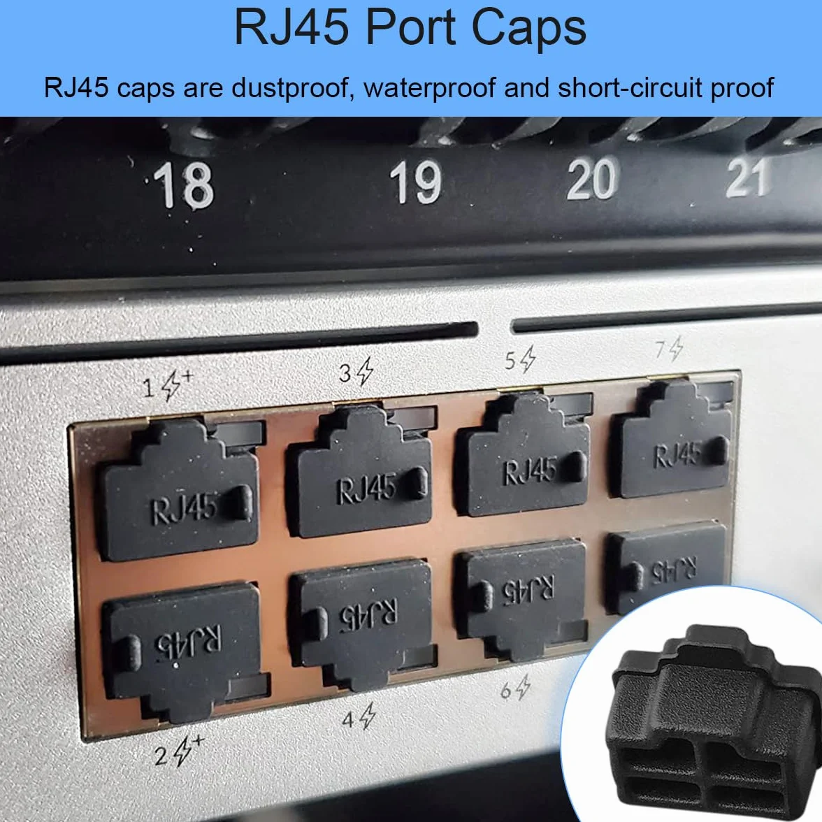 Xiatiaosann RJ45 osłona przeciwpyłowa zatyczka ochronna LAN gniazdo sieciowe puszka pokrywa do Cat7, Cat6e, Cat5e, gniazdo kablowe, do przełączników, telewizorów, komputerów, czarno-białe, 100 sztuk