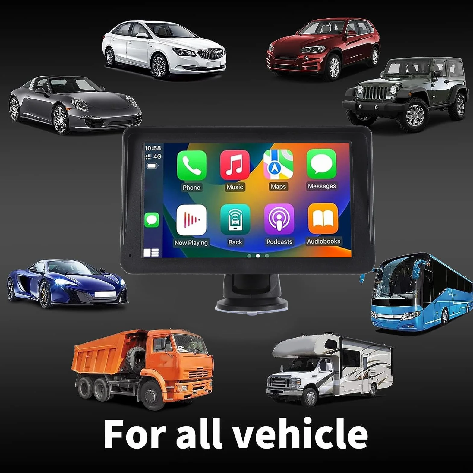 Przenośny Samochodowy Zestaw Stereo, 7-calowy Samochodowy Odtwarzacz Multimedialny z Podwójnym DIN, Sterowanie Głosowe, Ekran Dotykowy z Uchwytem Mirror Link, do CarPlay, do