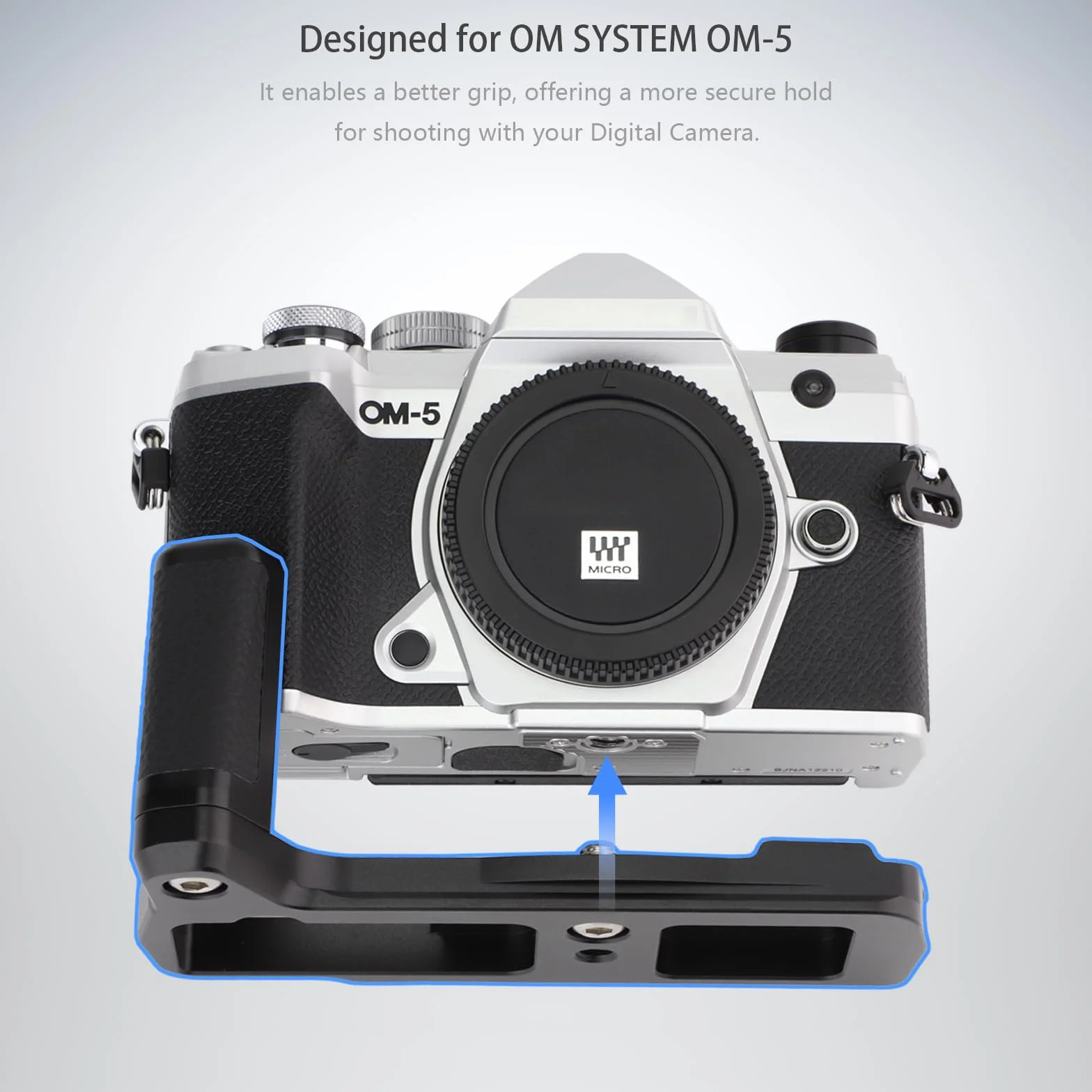 Haoge HG-OM5 uchwyt na kamerę uchwyt ręczny do OM SYSTEM OM-5 wbudowany Arca Swiss Standard Quick Release Plate