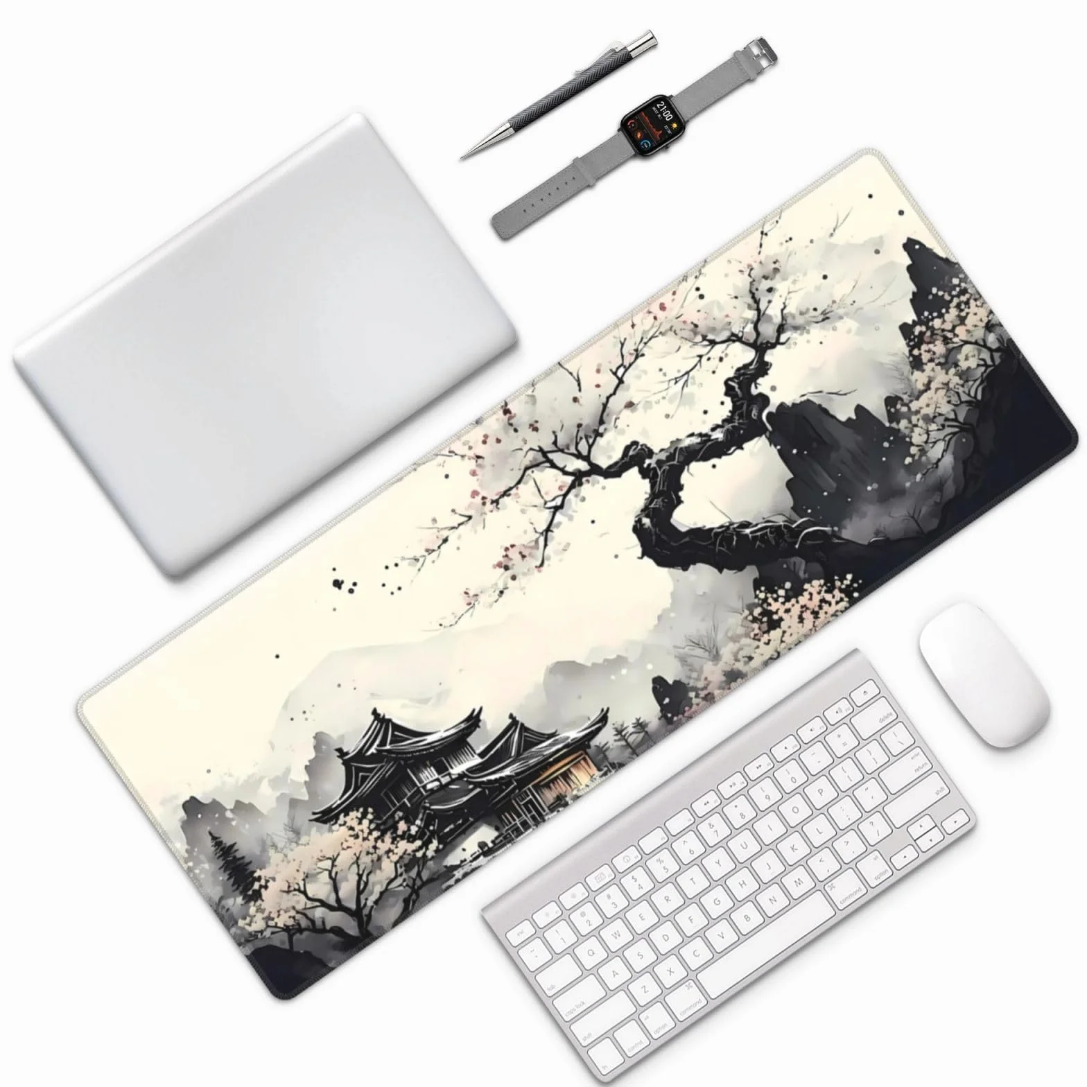 Podkładka pod mysz do gier 900 x 400 mm XXL, zmywalna, antypoślizgowa, szara wiśnia