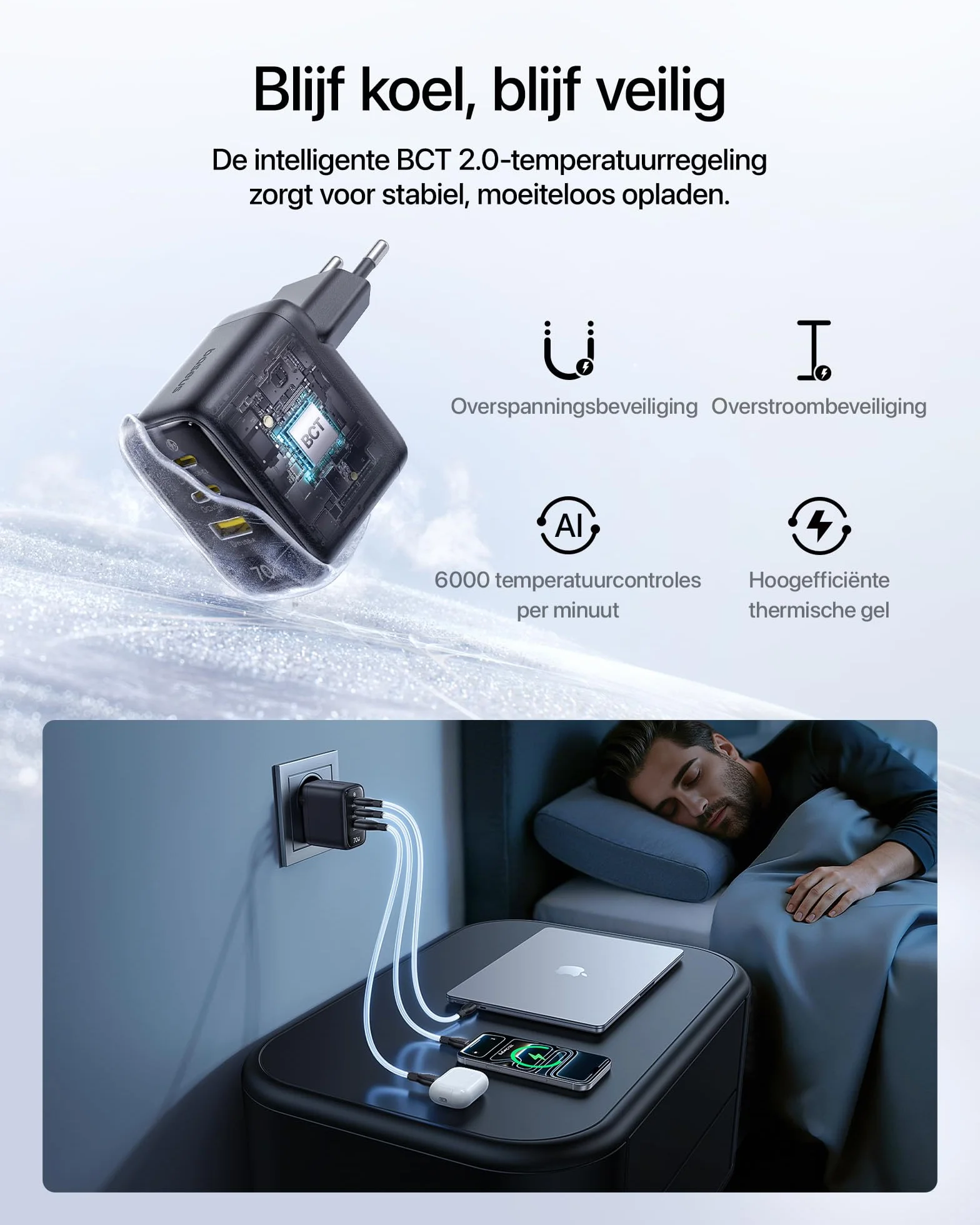 Baseus Enerfill ładowarka USB C 70 W, 2 sztuki, 3-portowa ładowarka GaN6, kompaktowy zasilacz sieciowy do MacBook Air, iPhone 17/16/15 Pro Max, iPad Pro, Galaxy S25/S24, Pixel, laptopa i wielu innych