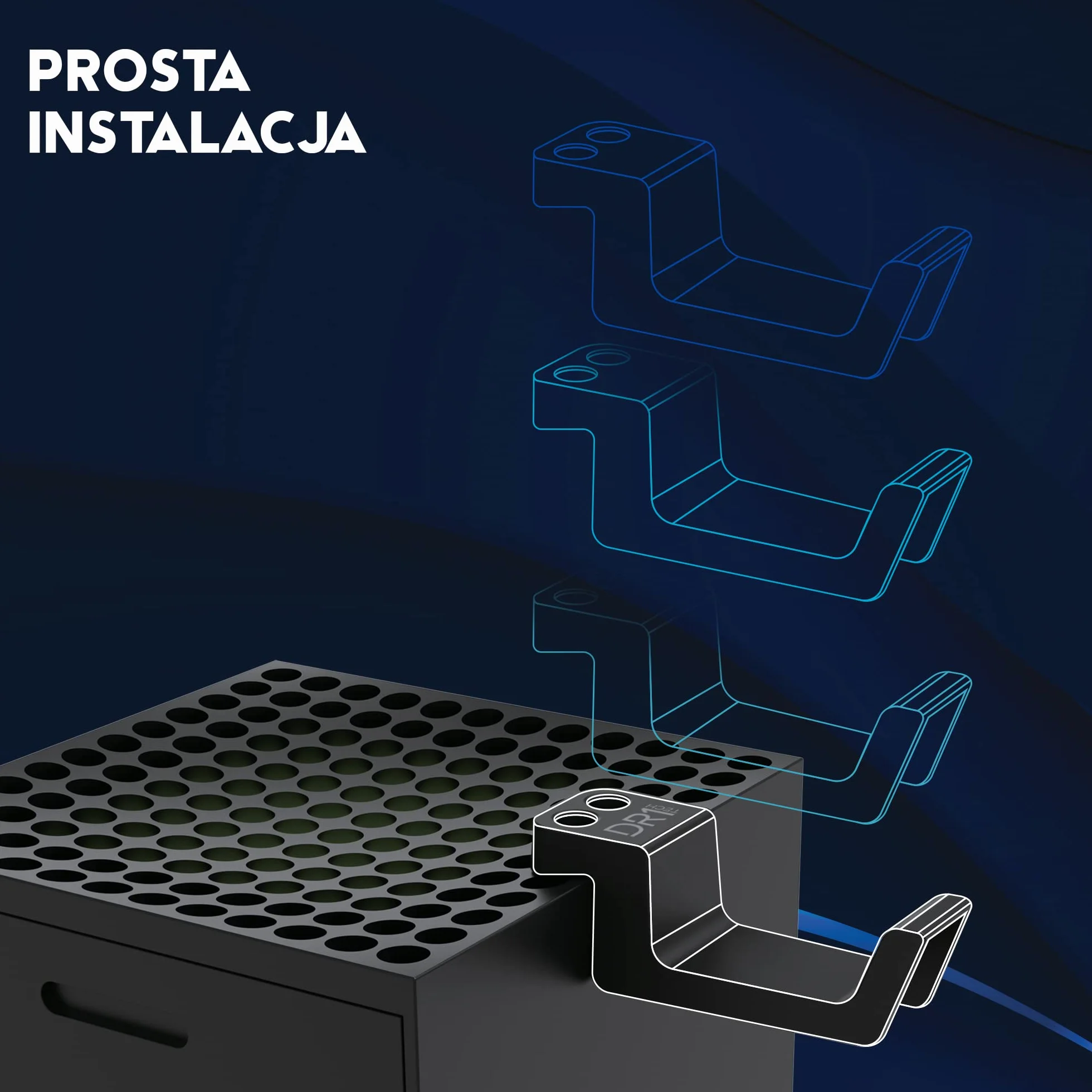 DR1TECH GameHook X Słuchawki Gamingowe - Uchwyt Do XBOX Series X, DESIGN SAVE YOUR SPACE Odporna Podstawka Antyzadrapaniowa, Akcesoria Dla XBOX, Czarny