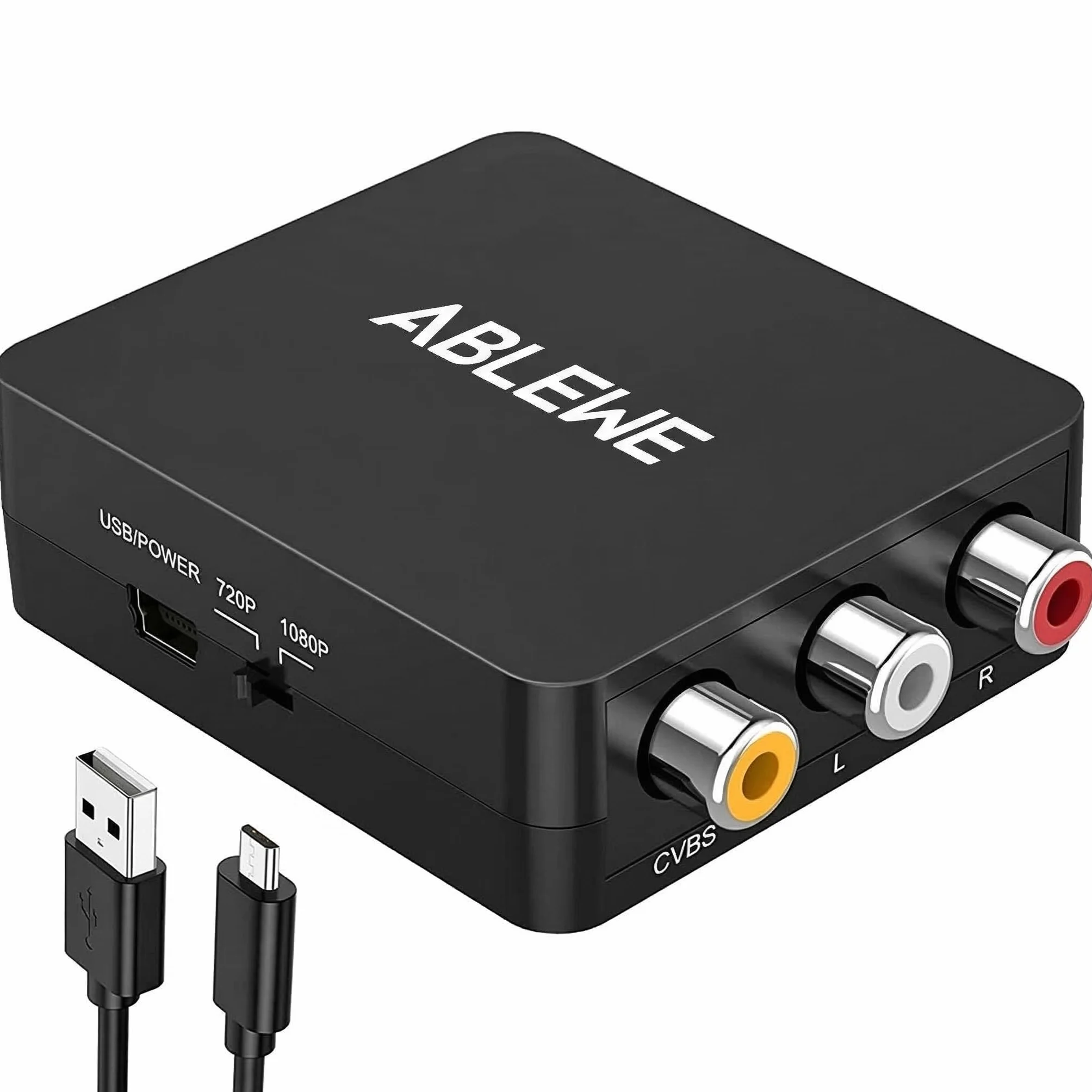 ABLEWE Adapter RCA na HDMI 1080P Mini RCA Composite CVBS Video Audio Converter obsługujący PAL/NTSC