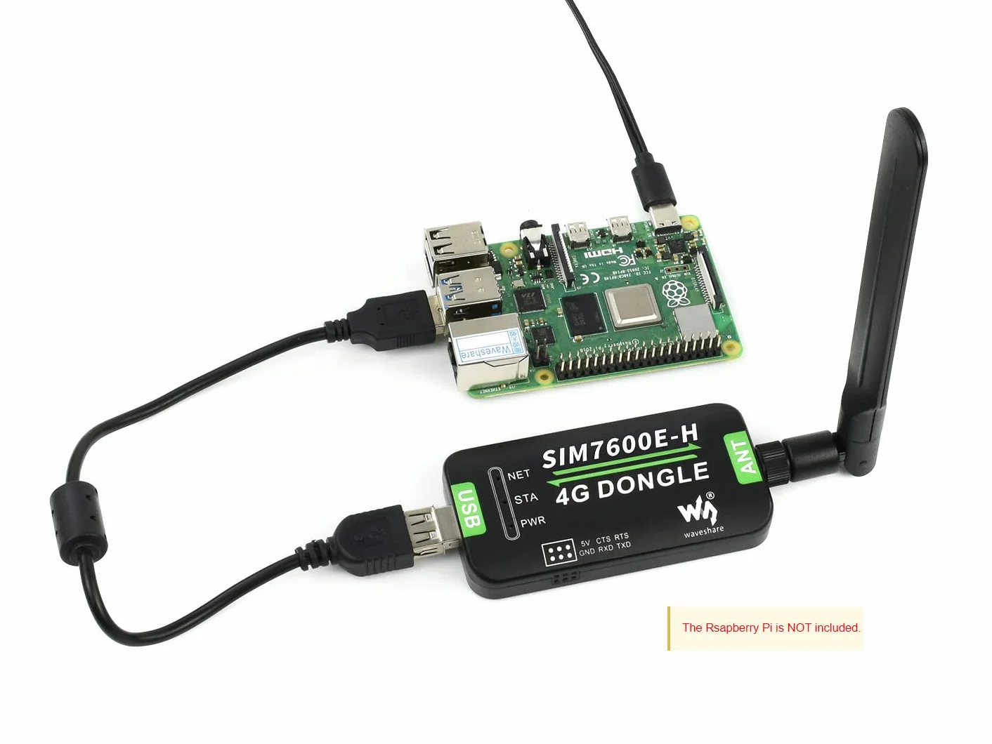 Waveshare SIM7600E-H 4G DONGLE With Antenna for Industrial Grade 4G Communication And GNSS Positioning Peripheral