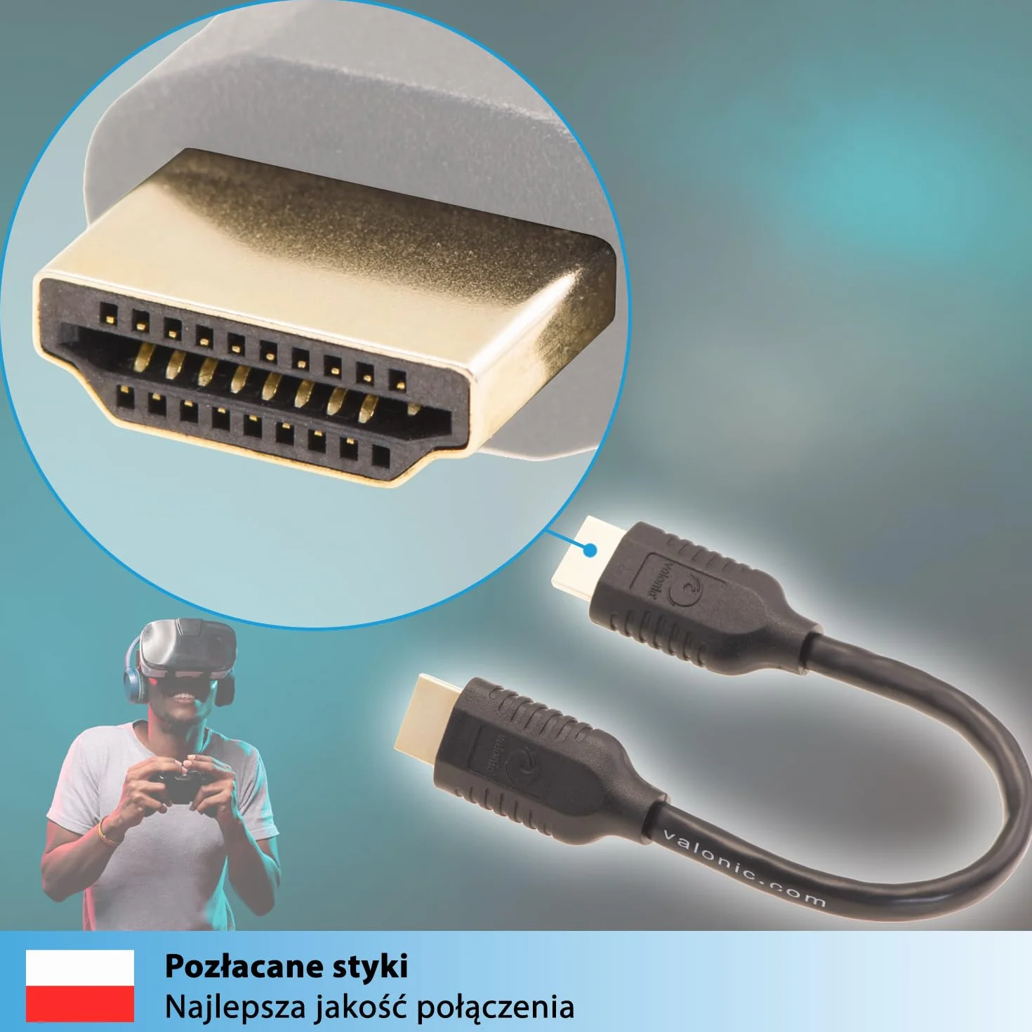 Valonic Kabel HDMI 20 cm 2 szt. 4K ARC UHD Full HD Ethernet Czarny