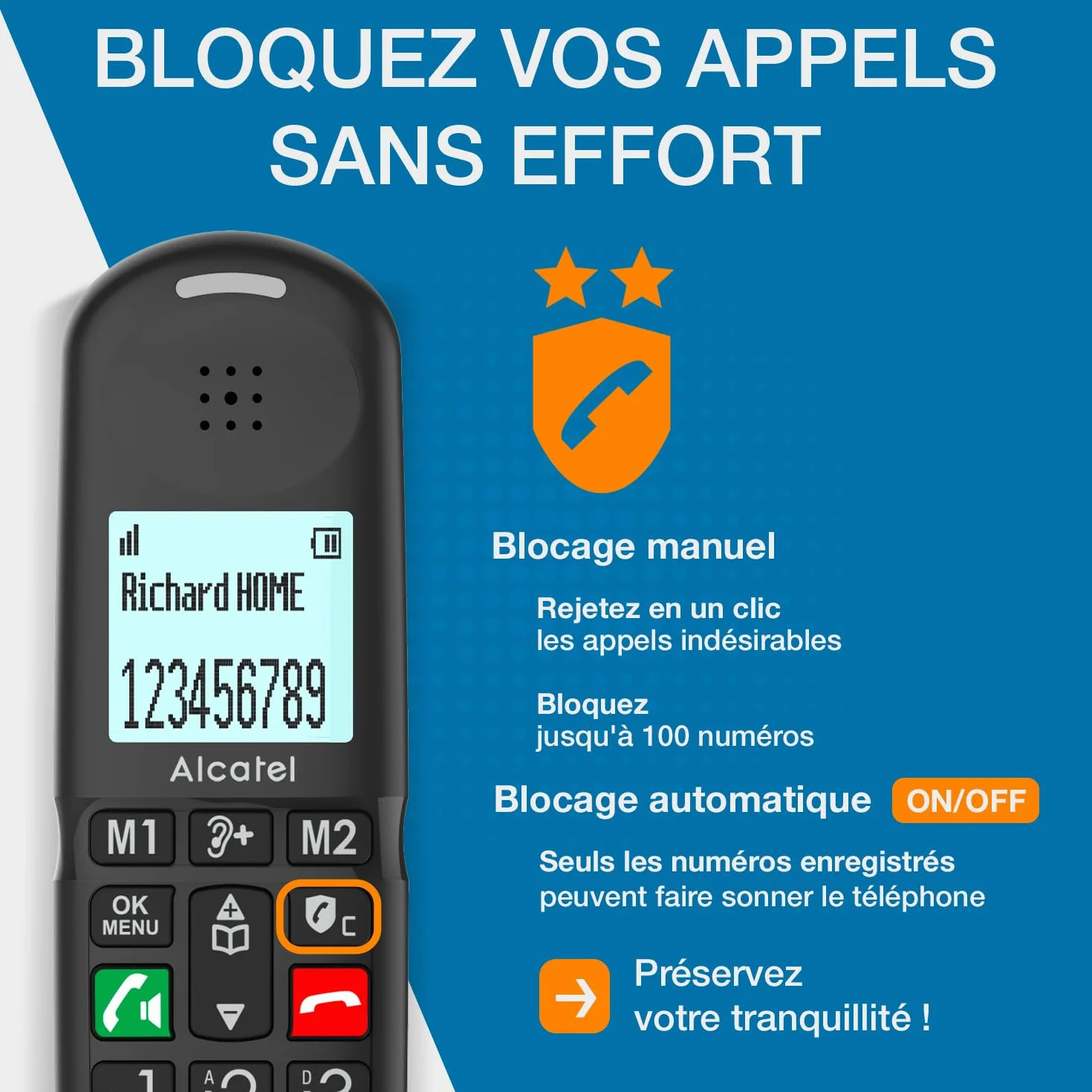 ALCATEL XL685 Voice - Bezprzewodowy telefon stacjonarny DECT Senior Format XL z automatyczną sekretarką, ekran o wysokiej czytelności, duże klawisze - Boost audio, głośnomówiący - blokowanie połączeń