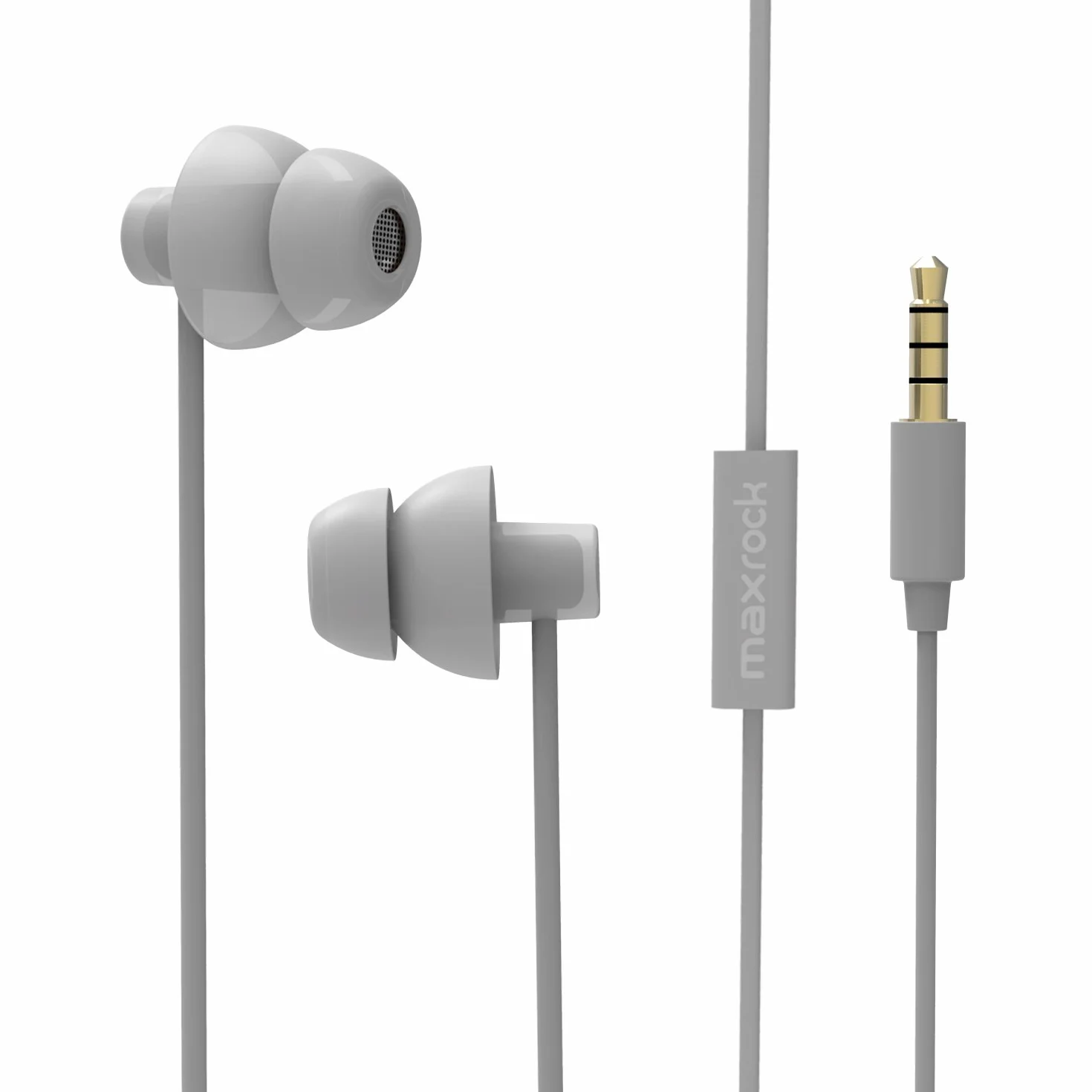 MAXROCK (TM Unikalne miękkie silikonowe słuchawki do spania, zatyczki do uszu z mikrofonem, do telefonów komórkowych, tabletów i wtyczki jack 3,5 mm, szare)