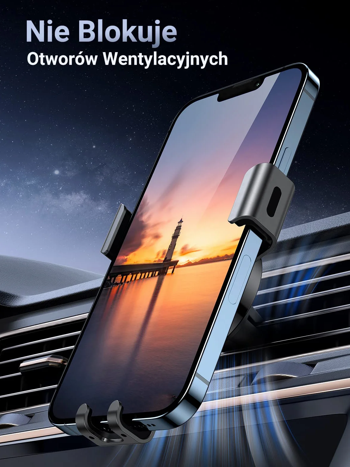 UGREEN Uchwyt na Telefon Samochodowy na Odpowietrznik Kompatybilny z iPhone Galaxy Huawei Xiaomi (Srebrny)
