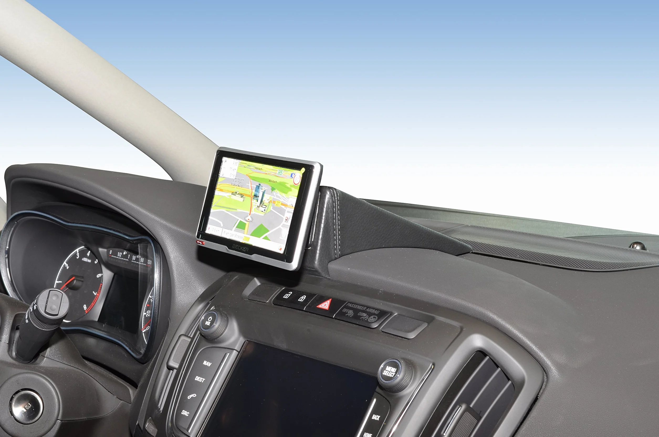 KUDA Uchwyt na telefon komórkowy pasujący do Opel Zafira C Tourer od 2013 - konsola telefoniczna do smartfonów, telefonów komórkowych, nawigacji i wielu innych – konsola ze sztucznej skóry, czarna,