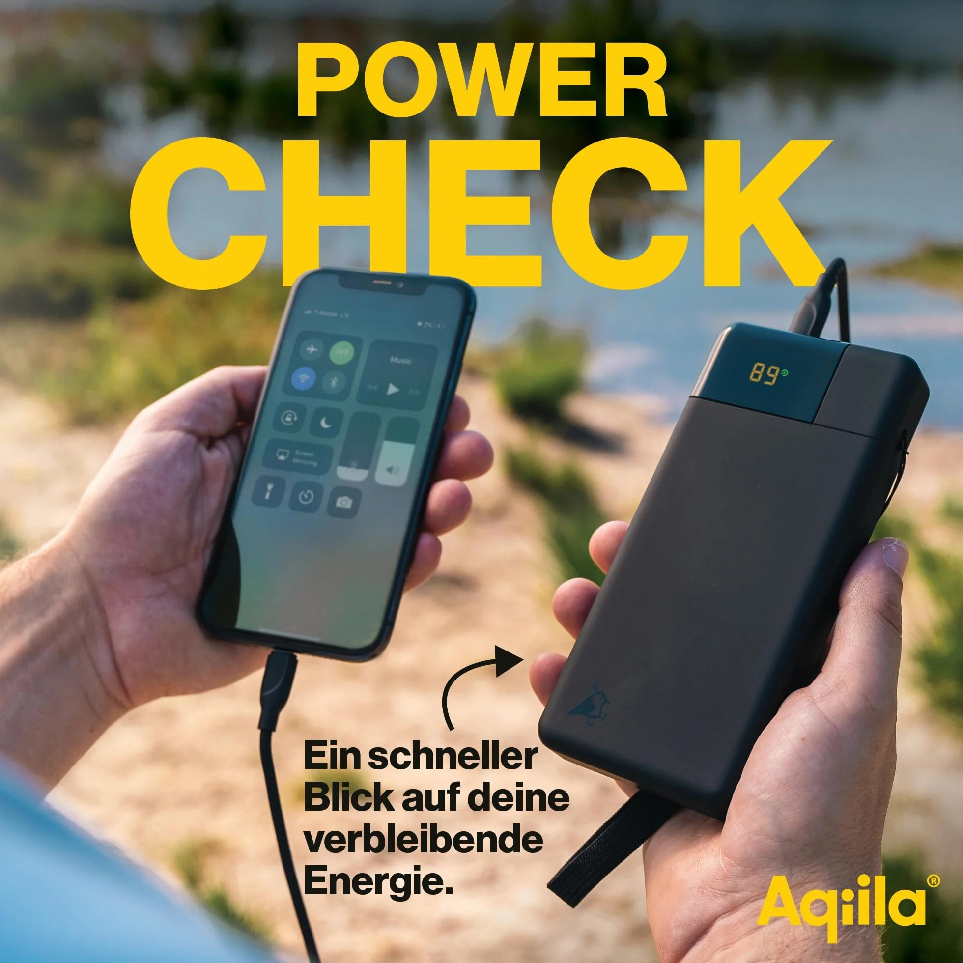 Powerbank 20 000 mAh, wyświetlacz LED, 2 x USB-C, 1 x USB-A, przenośna ładowarka 65 W, PD do telefonów i laptopów, ładowanie Pass-Through, powierzchnia Soft-Touch, Powerbird czarny w opakowaniu