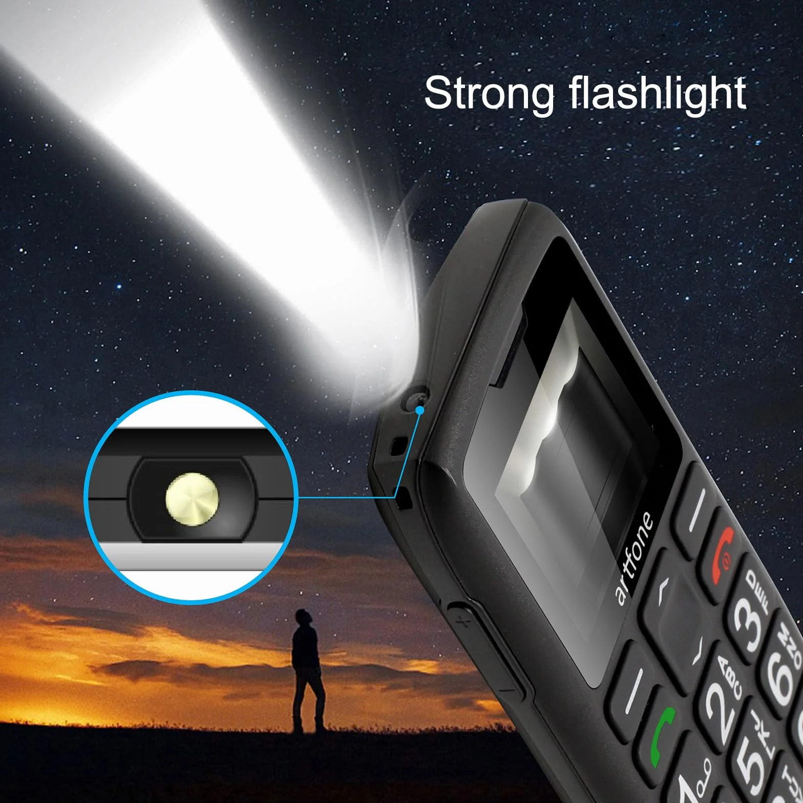 artfone Telefon komórkowy dla seniorów C1+4G bez umowy, telefon komórkowy dla seniorów, z dużymi przyciskami, akumulator 1800 mAh, przycisk SOS - telefon komórkowy z dużym przyciskiem ze stacją