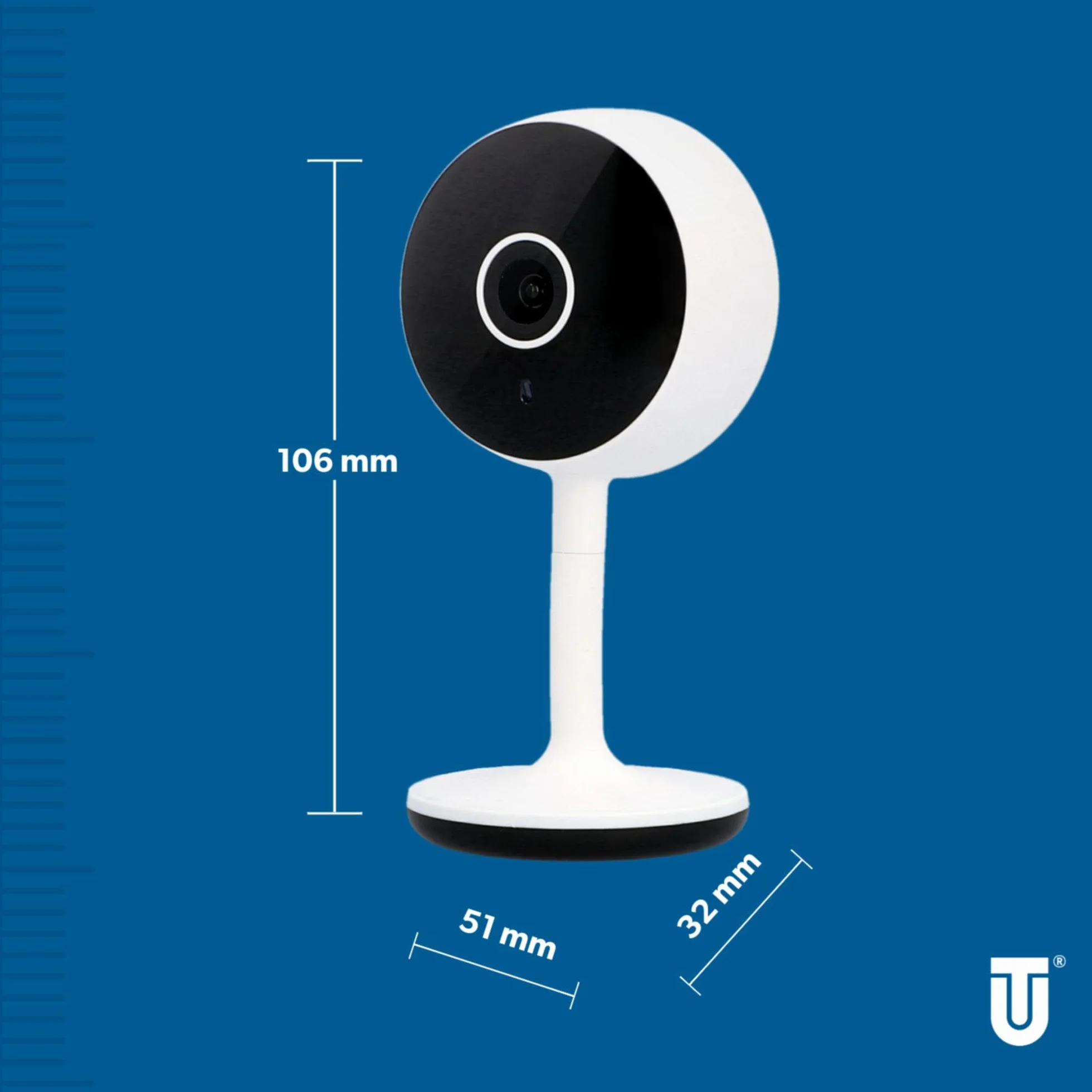 UNITEC Inteligentna kamera monitoringowa WiFi Full HD, wykrywanie ruchu i hałasu, funkcja noktowizora, 1 sztuka (1 opakowanie)