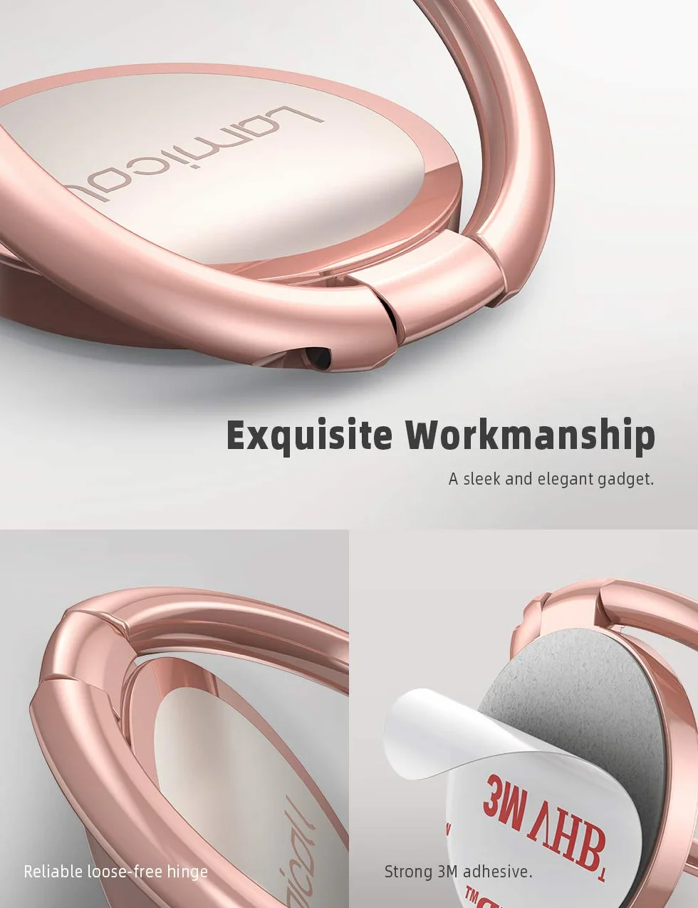 Lamicall uchwyt na telefon, stojak na palec - Uniwersalna regulowana pętla na telefon komórkowy z uchwytem 360 do iPhone 12, 11 Pro Xs Max XR X 8 7 6S Plus, Samsung, Huawei, wszystkie smartfony 4-8"