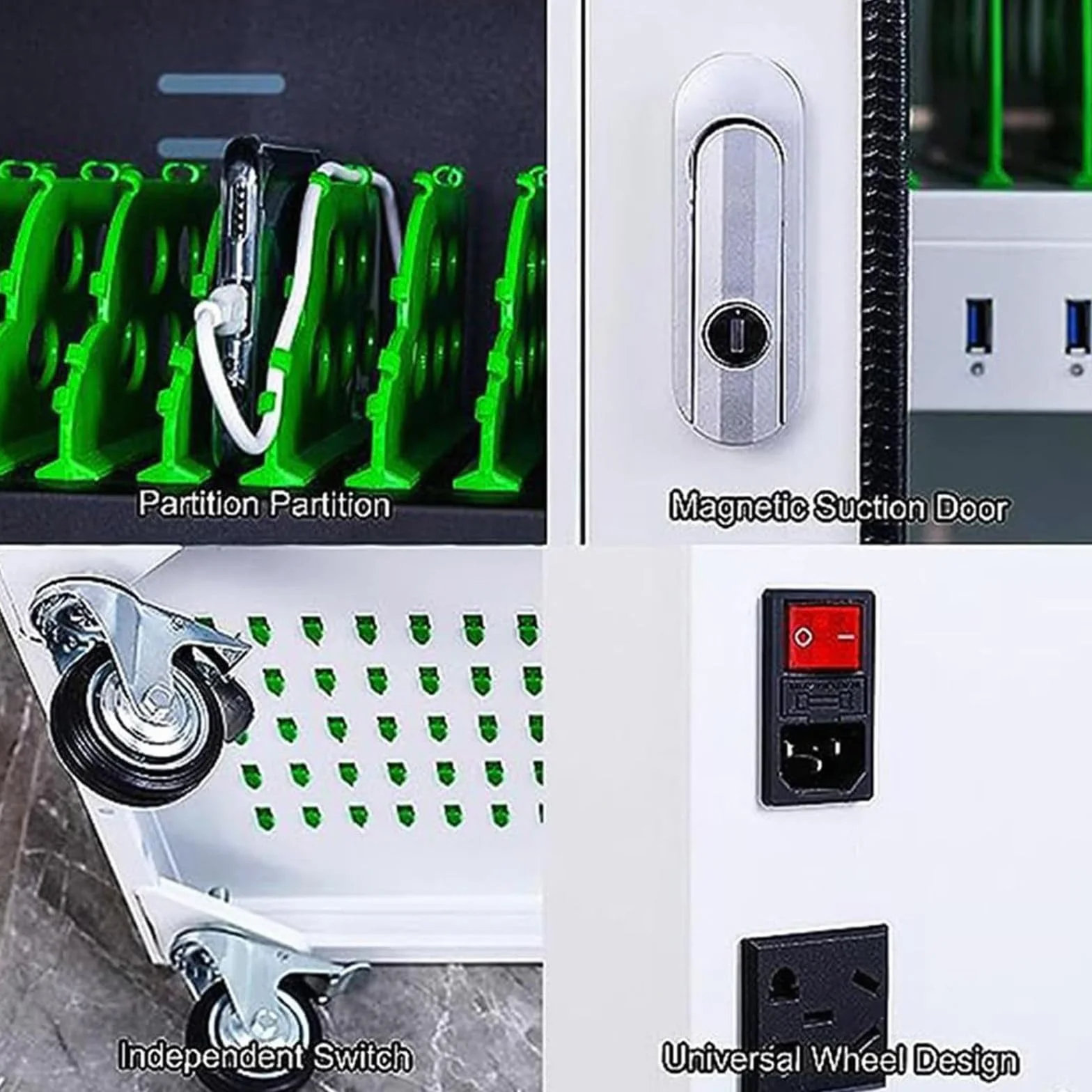 Stacja ładująca USB do wielu telefonów, bezpieczna szafka ładująca do urządzeń mobilnych, idealna do przestrzeni publicznych i biur, pojemność 60 urządzeń, szybkie ładowanie