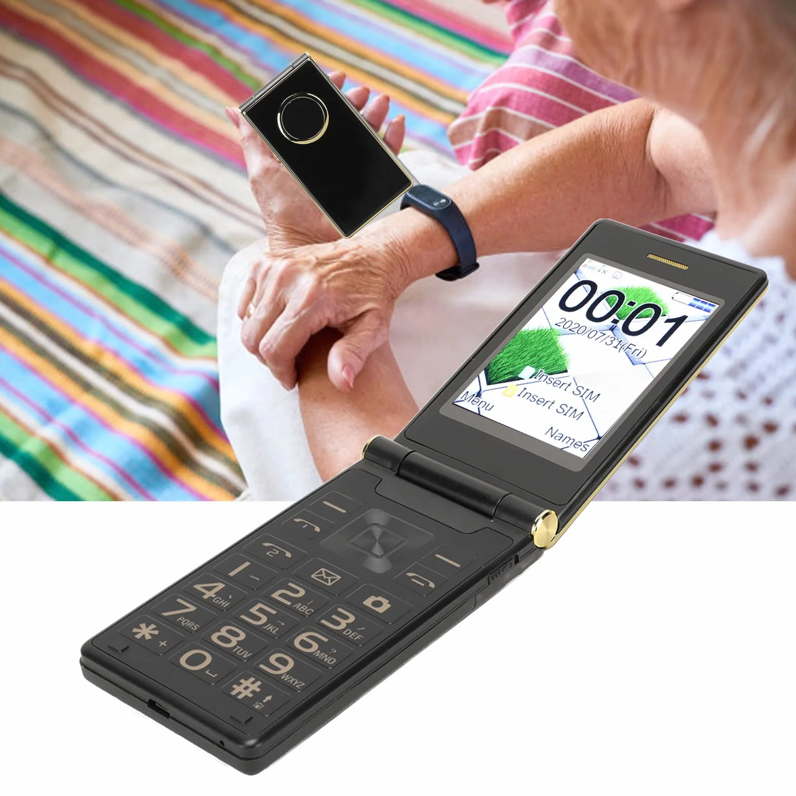 Telefon Komórkowy z klapką 2G Duży Sn Długi Czas Czuwania Telefon z klapką 5900mAh Telefon z podwójną kartą SIM Seniorzy Telefony Komórkowe dla Seniorów