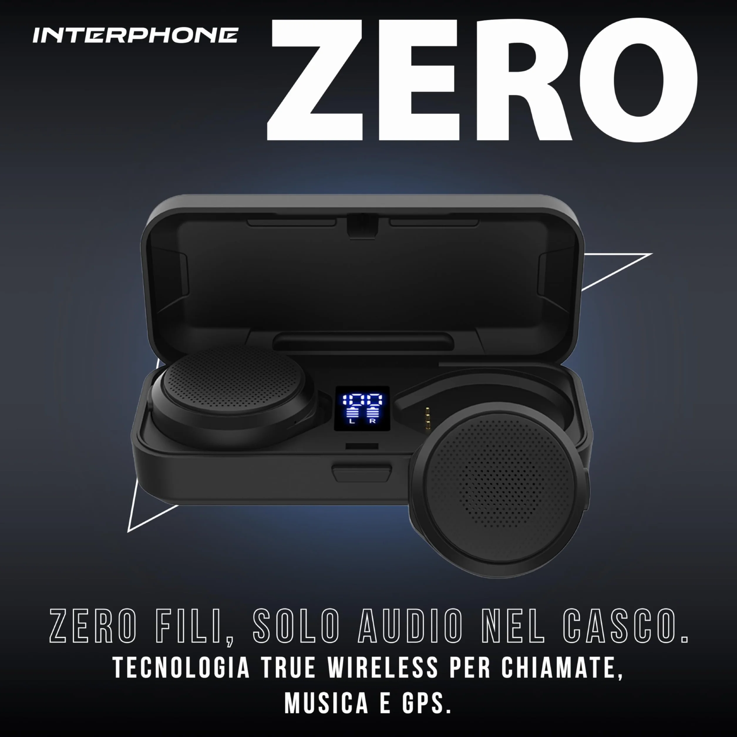 INTERPHONE ZERO True Wireless słuchawki douszne do skuterów i sportów zimowych, Bluetooth 5.3, wbudowany mikrofon bezprzewodowy, pilot zdalnego sterowania, zasięg do 6,5 h
