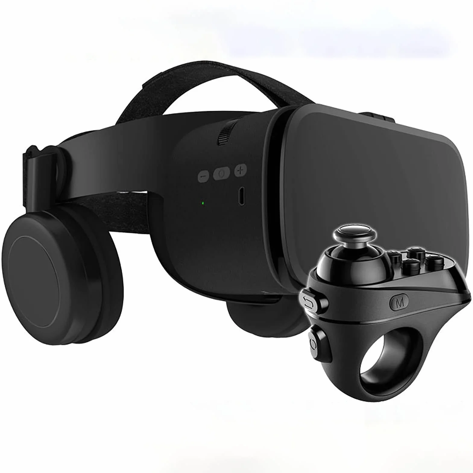 Zestaw słuchawkowy do wirtualnej rzeczywistości 3D VR z pilotem zdalnego sterowania, widowisko stereo VR do filmów i gier Bluetooth bezprzewodowe okulary VR kompatybilne z 4,7-6,3 cala iPhone iOS / Android (kolor: czarny, rozmiar: R1)