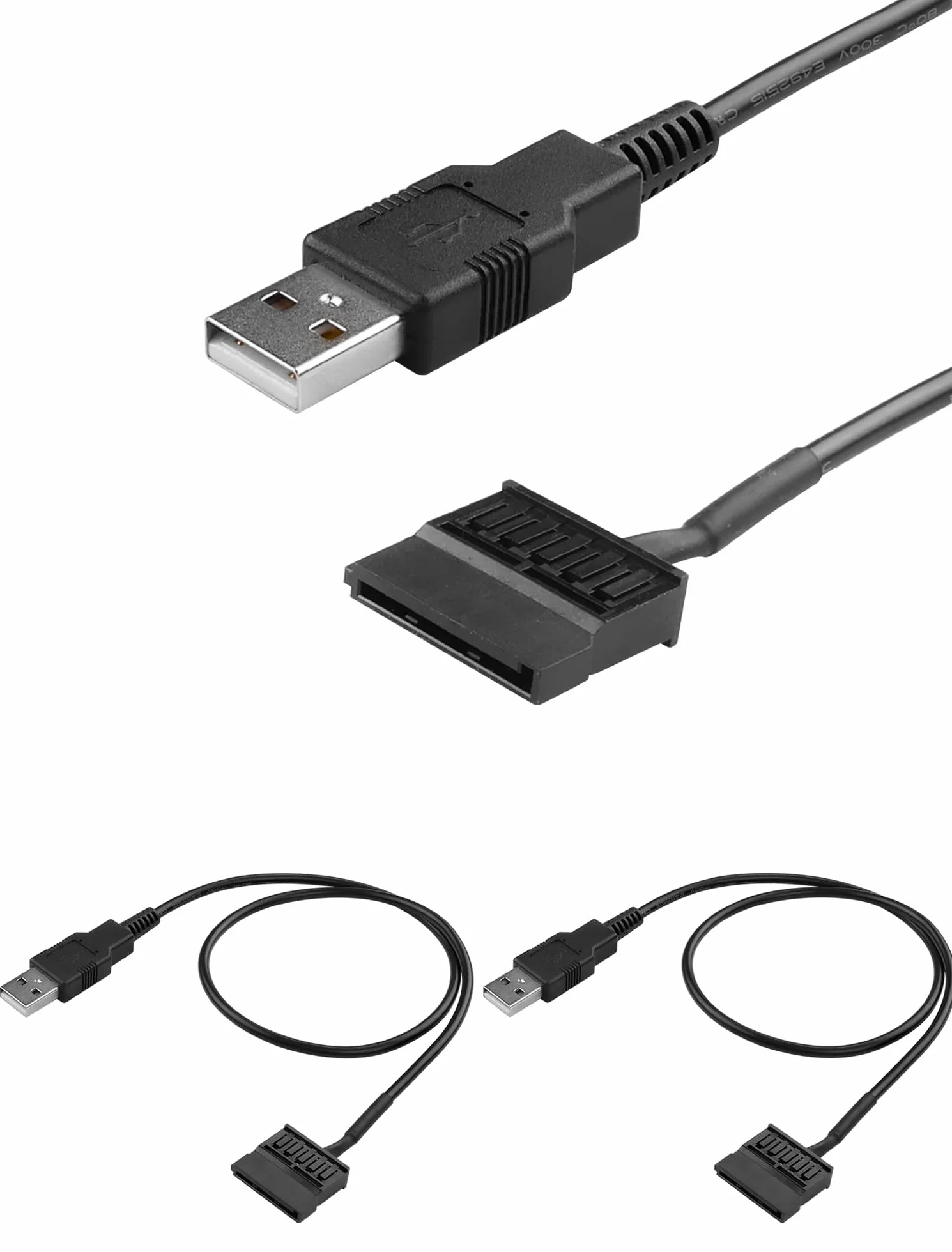 2-pak USB na SATA Power Cable, 50 cm 22AWG Tinned Copper Cord for SATA HDD/SSD 2.5", zasilanie przez port USB / ładowarkę / power bank (bez transferu danych, tylko 5 V, nie nadaje się do