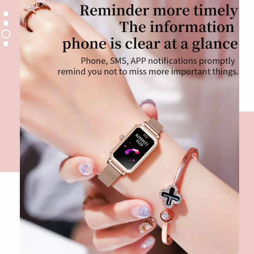 Damski Inteligentny Zegarek Sportowa Bransoletka Bluetooth Wodoodporny Zegarek Fitness Monitor Aktywności Monitor Snu Tętno Monitor Snu Krokomierz Kalorie Moda Smartwatch Dla I, Steel strap
