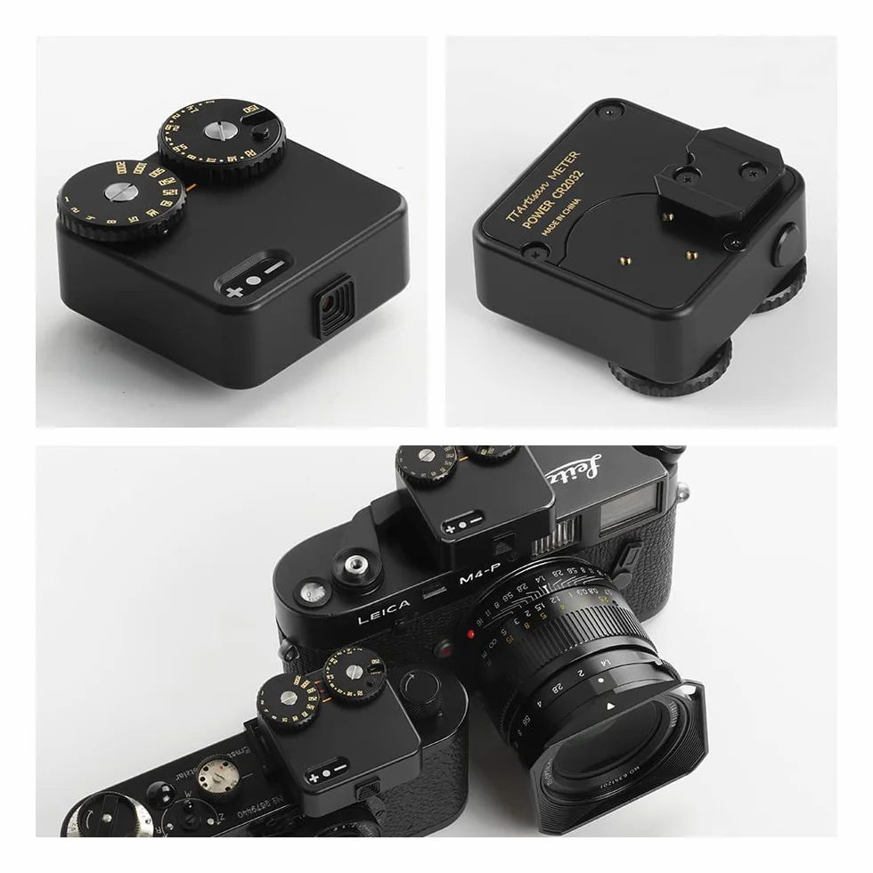 TTArtisan Light Meter dwa cyferblaty, miernik oświetlenia, do fotografii, kompatybilny z różnymi aparatami (mosiądz czarny)