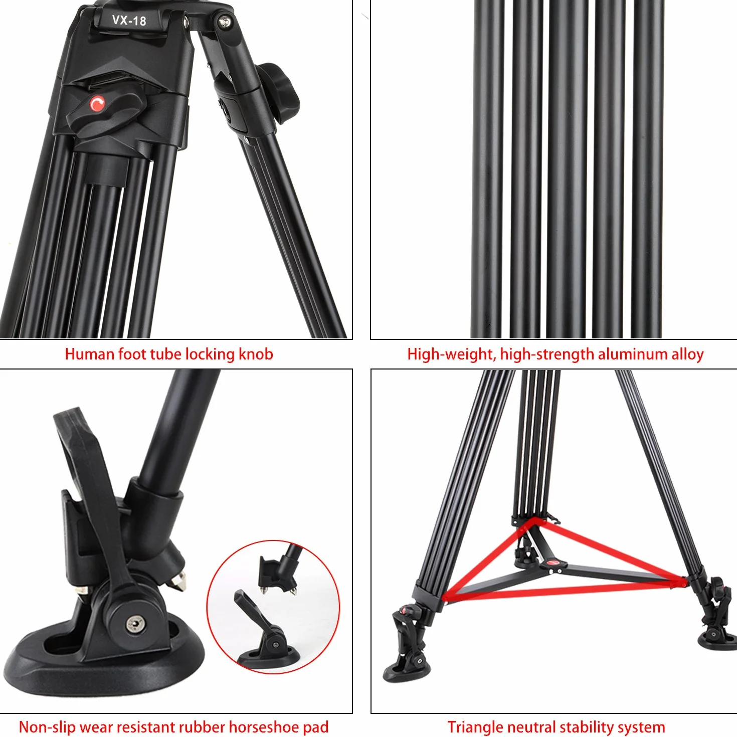 VILTROX VX-18M 188cm profesjonalna statyw kamera wideo ze stopu aluminium wytrzymała panoramiczny z głowicą płynną do aparatu DSLR i nagrywarka wideo kamer DV