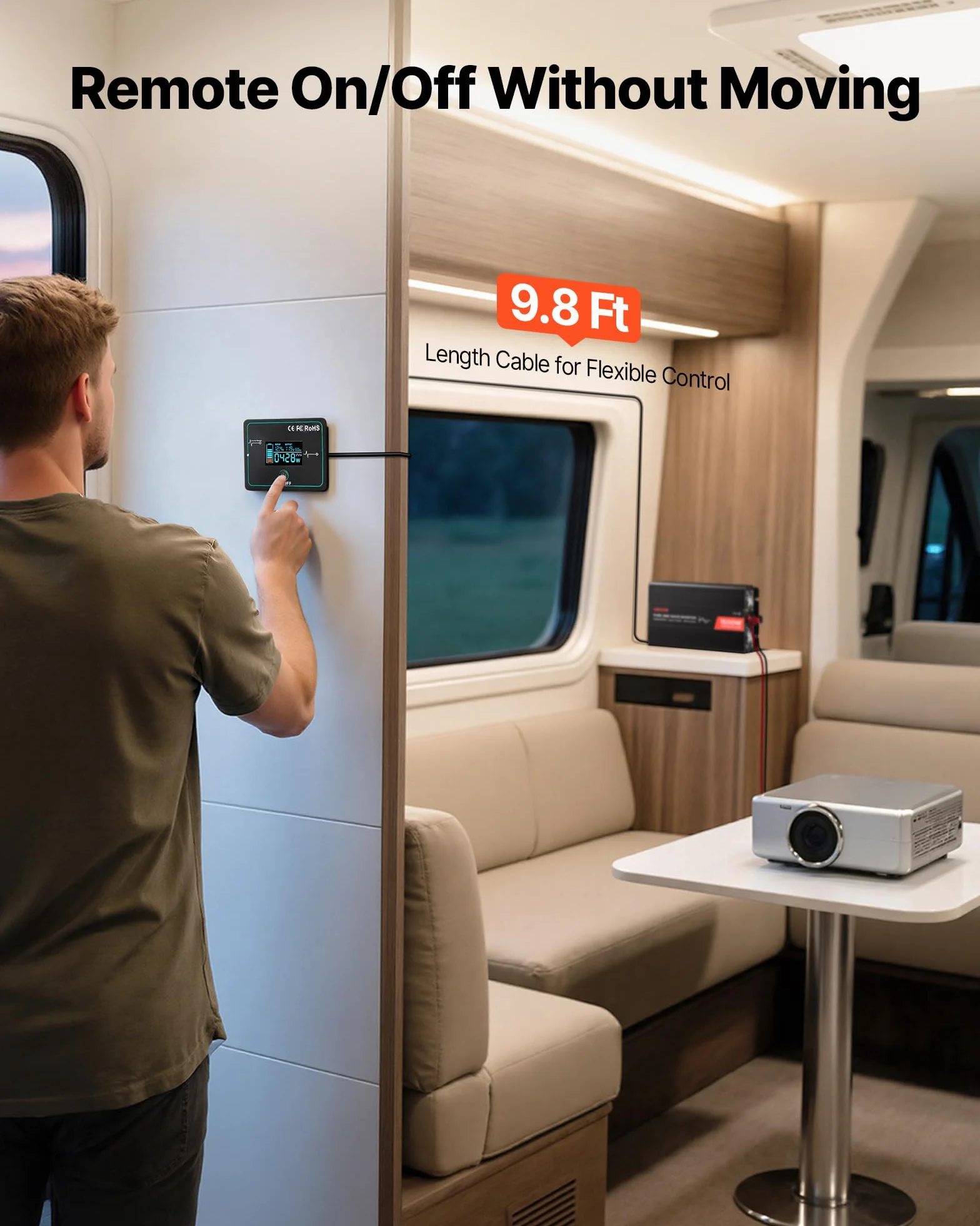 VEVOR Falownik prądu 1500 W, falownik sinusoidalny 12 V DC na 230 V AC, konwerter ładowarki samochodowej z pilotem zdalnego sterowania, portami USB i typu C, 2 gniazda AC do kampera